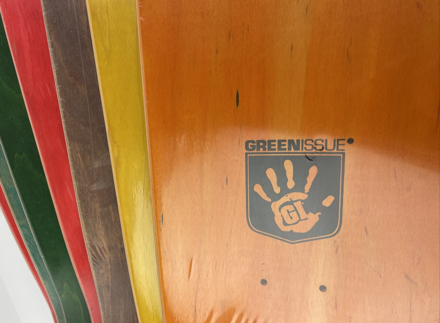 GREEN ISSUE Skateboards Gold Fist Black Militant Products Skateboard Deck 8.25"