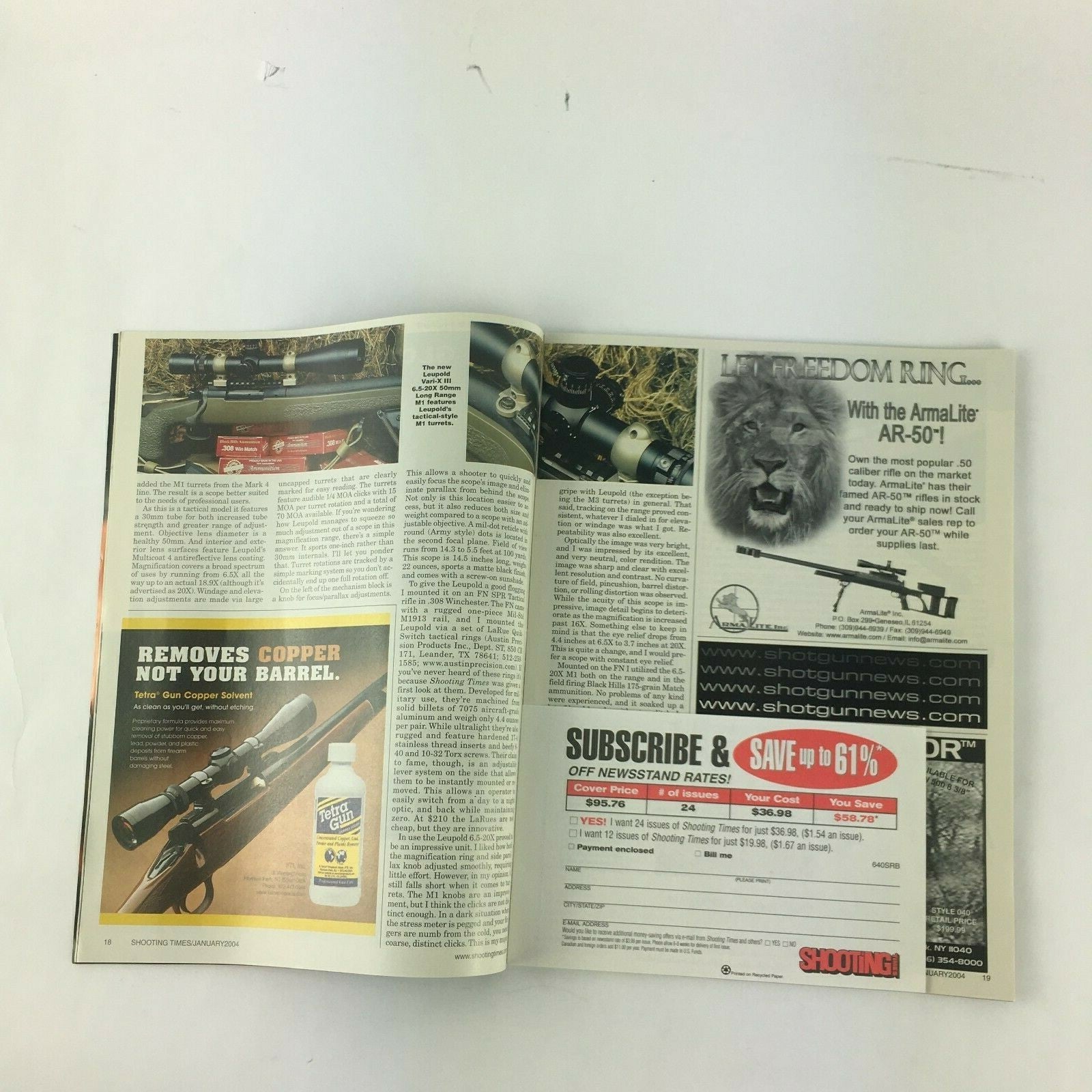 January 2004 Shooting Times Magazine New For 2004 .17 HMR .223 Carbine