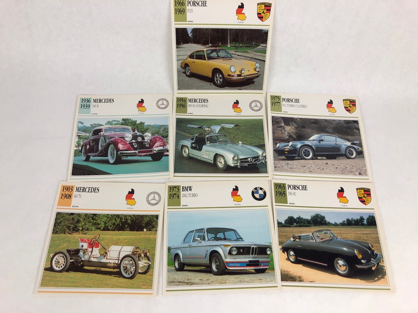 59 x GMH (6"X6") CARDS OF KNOWLEDGE AUTOMOBILE USA Italy GB Germany France