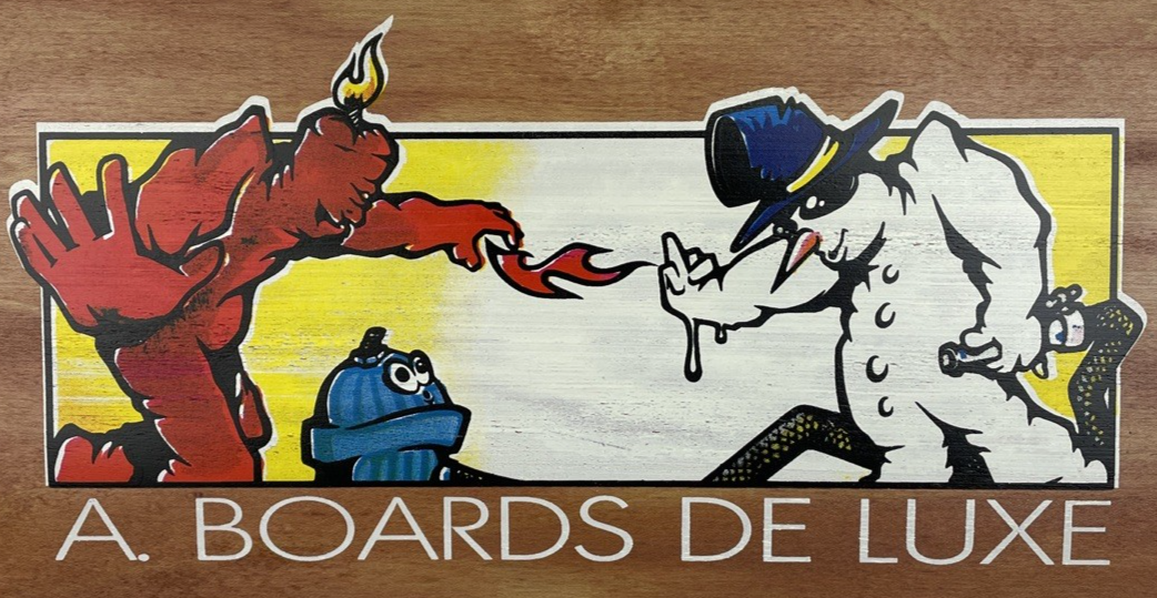 Vintage A. Boards Snowboards France Skateboard Deck Original Flame Boy Wet Willy