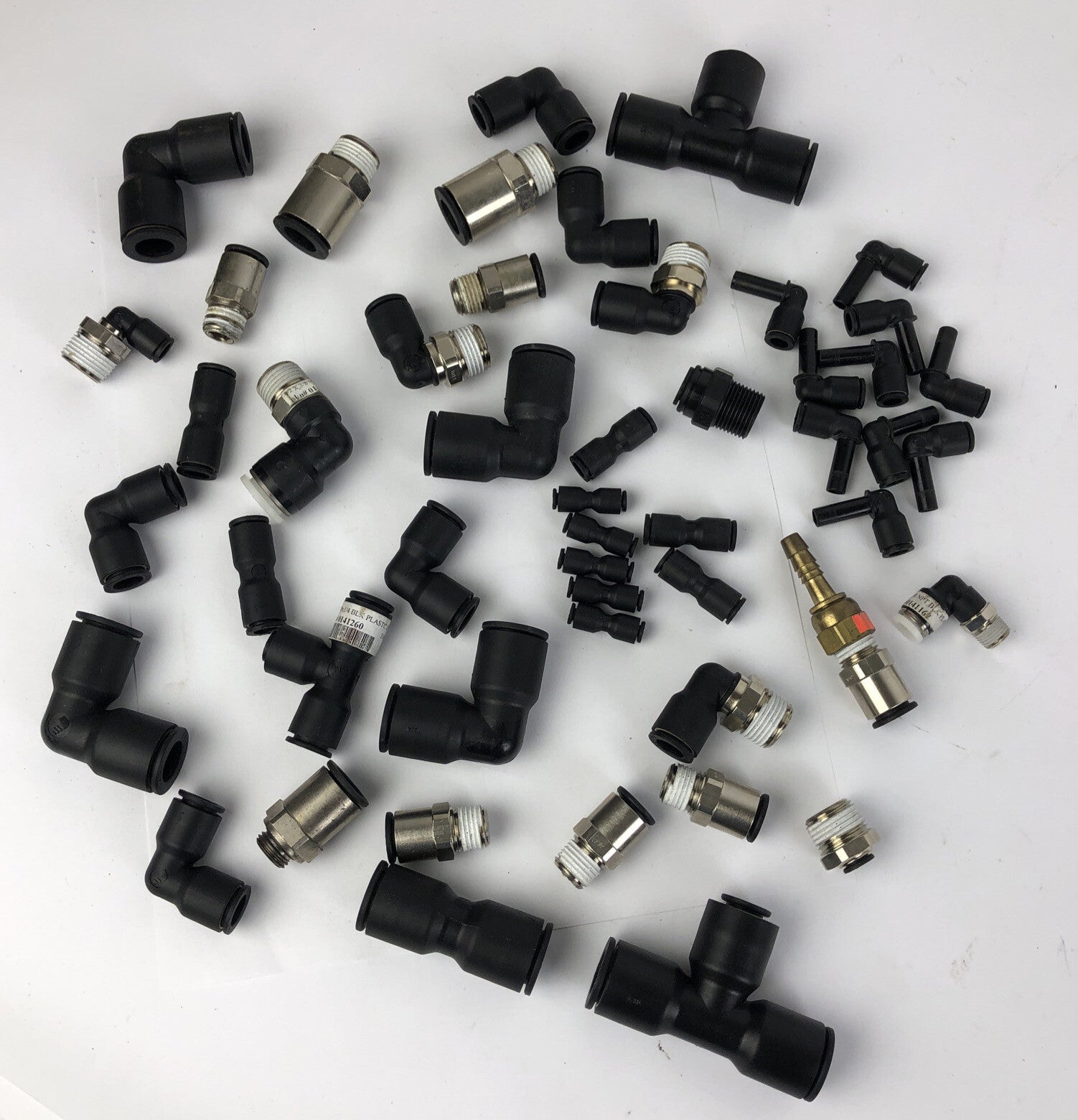 Lot of approx. 50 NOS Legris Assorted Tube Press Fittings Stainless / Plastic