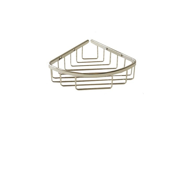 AquaBrass Medium Corner Shower Basket Shelf Brushed Nickel