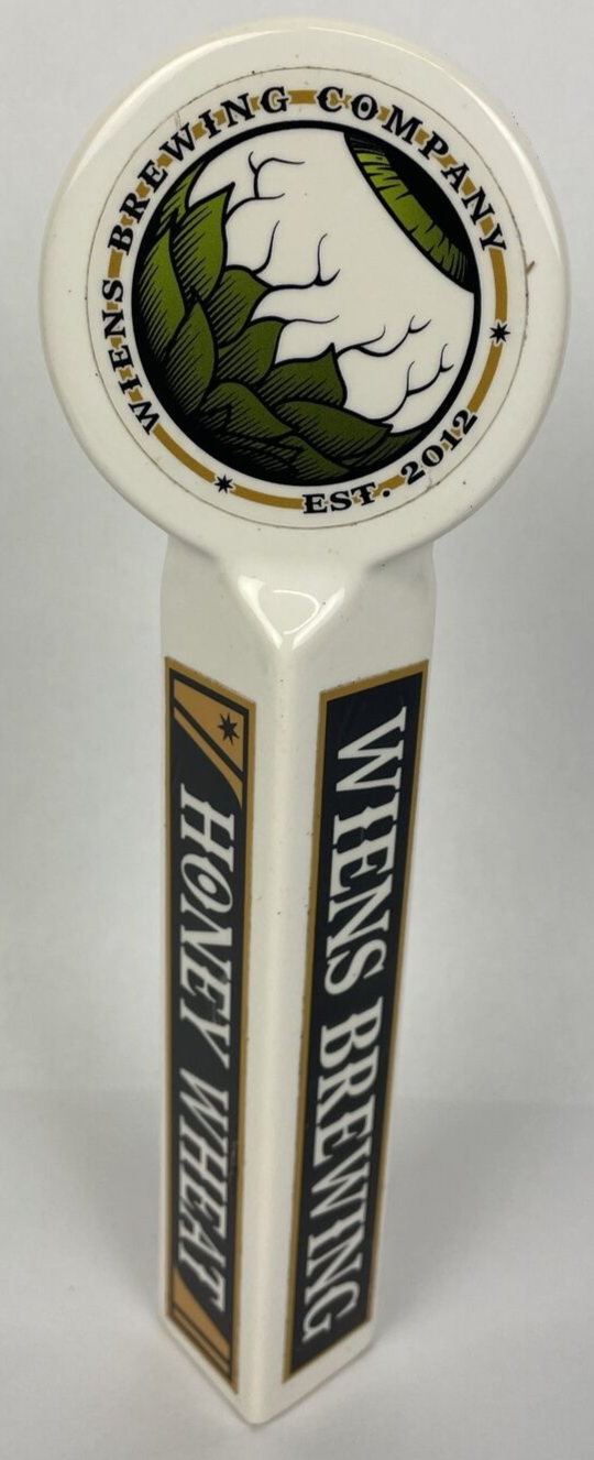 Wiens Brewing Company 2012 HONEY Wheat Ale Beer Ceramic Tap Handle 10" - LOOK