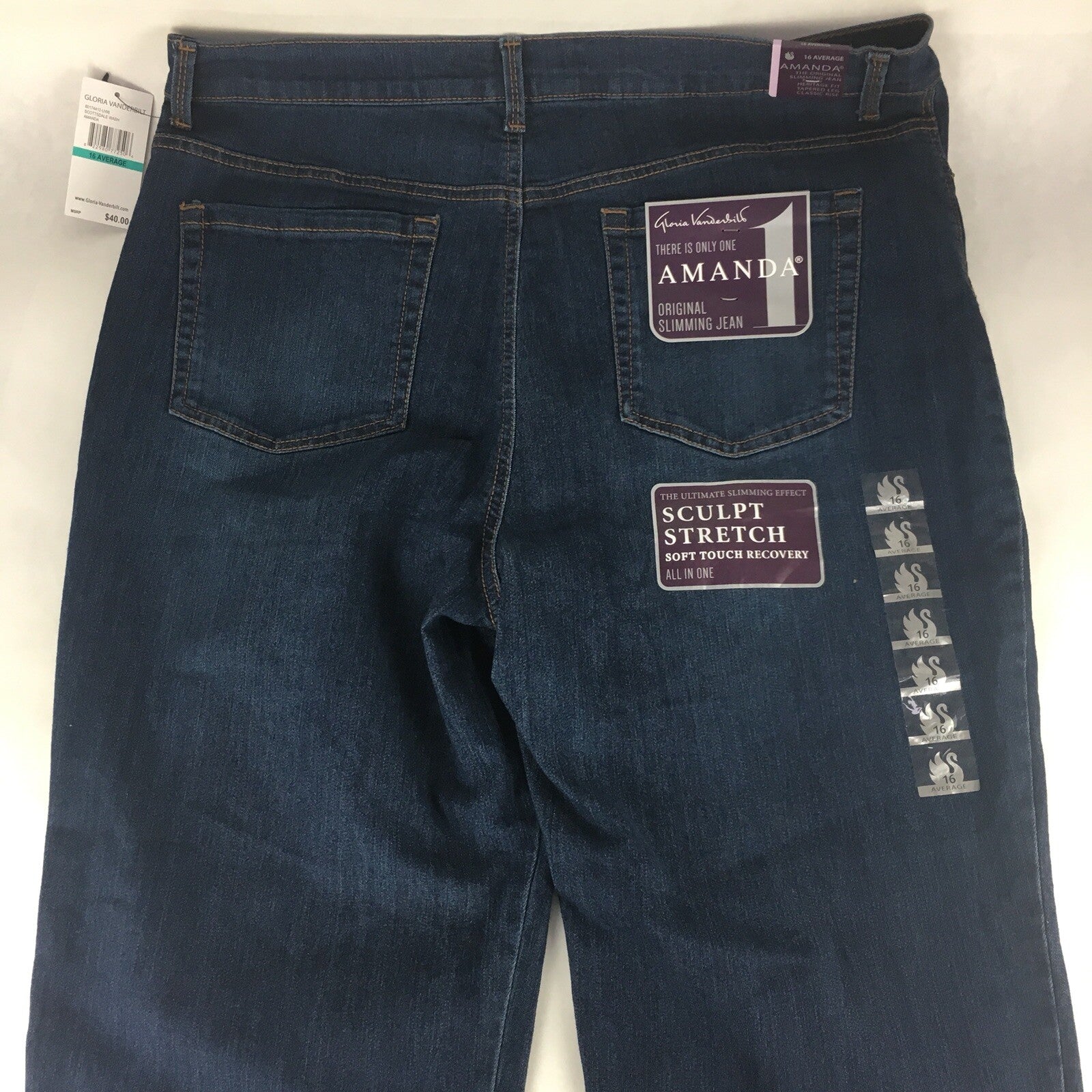 Gloria Vanderbilt Amanda Original Slimming jeans Size 16 average