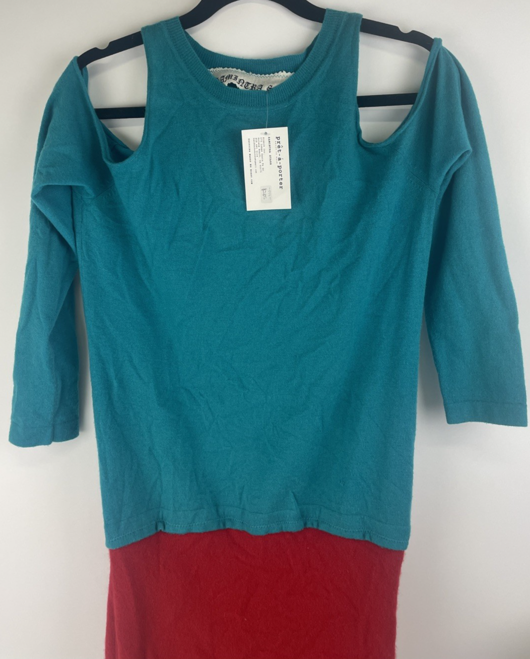 Y2K Haute Couture 100% Cashmere Long Sleeve Off the Shoulder Dress Pret A Porter