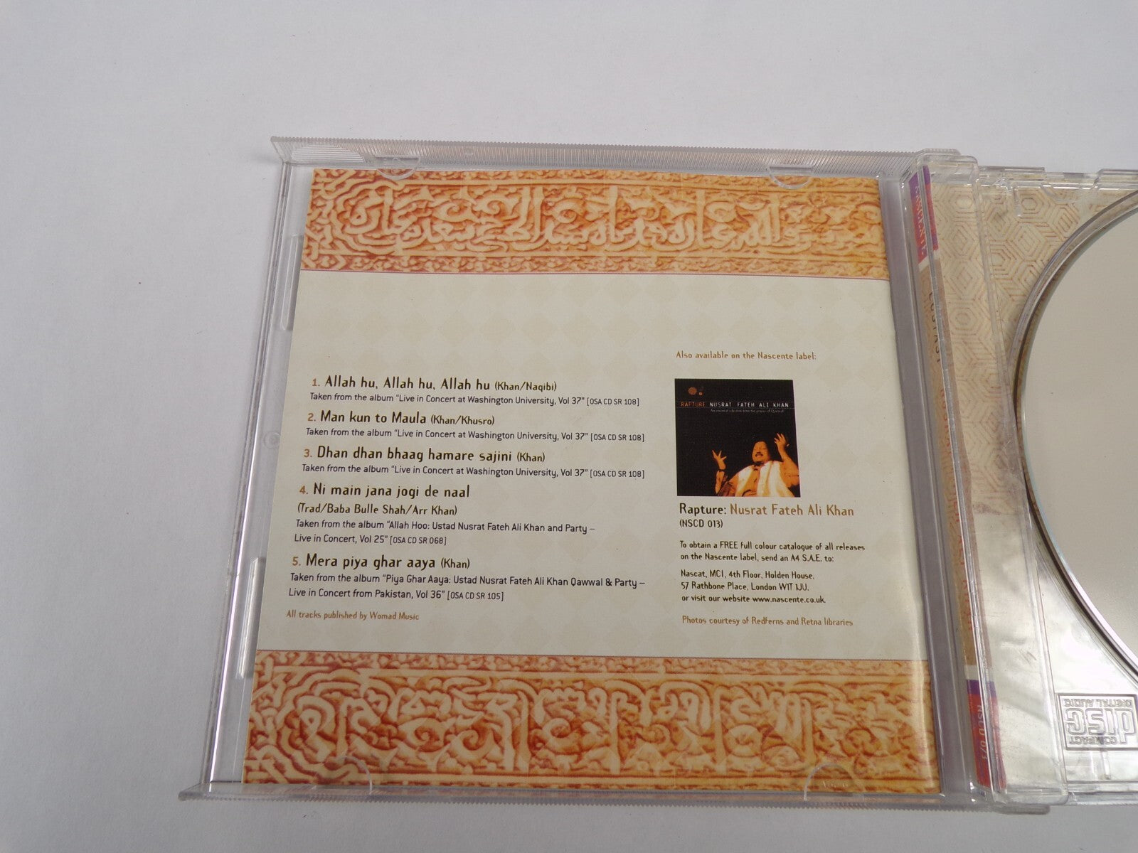 Ecstasy Nusrat Fateh Ali Khan Allah Hu Allah Hu Allah Hu Man Kun To MaulA CD#60