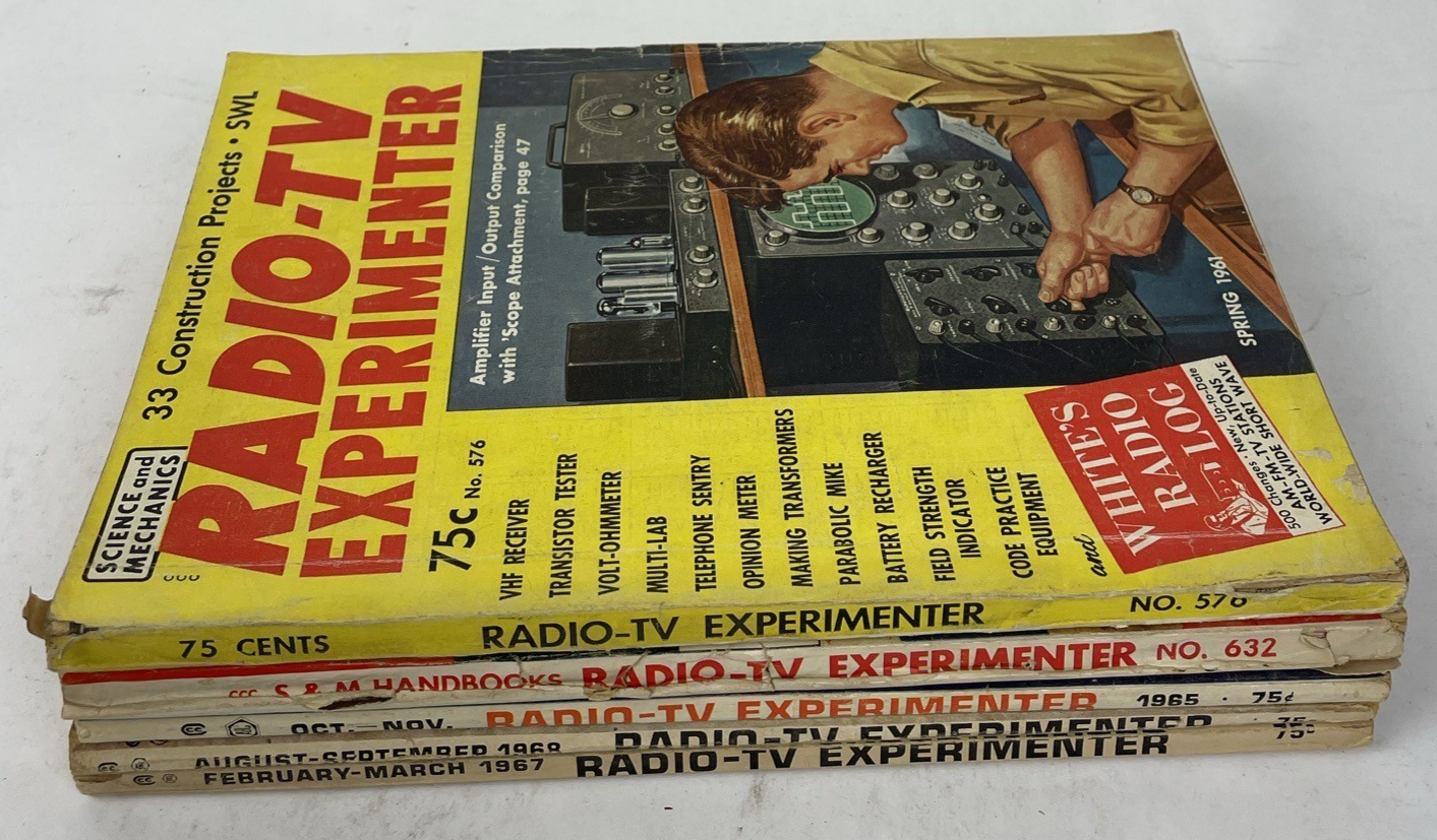 Lot of 5 x 1960's Radio-TV Experimenter Magazine Lot by Science and Mechanics