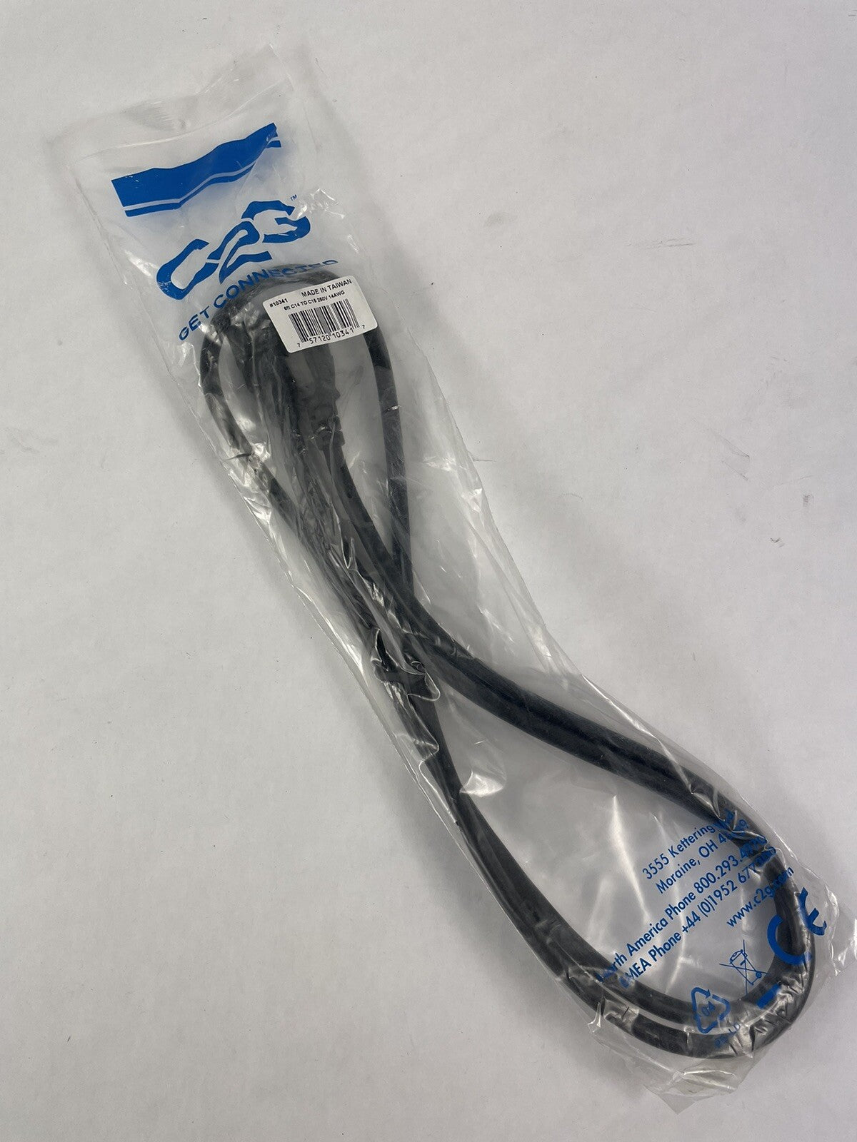 C2G 10341 14 AWG 250 Volt Power Cord - C14 to C15, TAA Compliant, Black 6 Feet