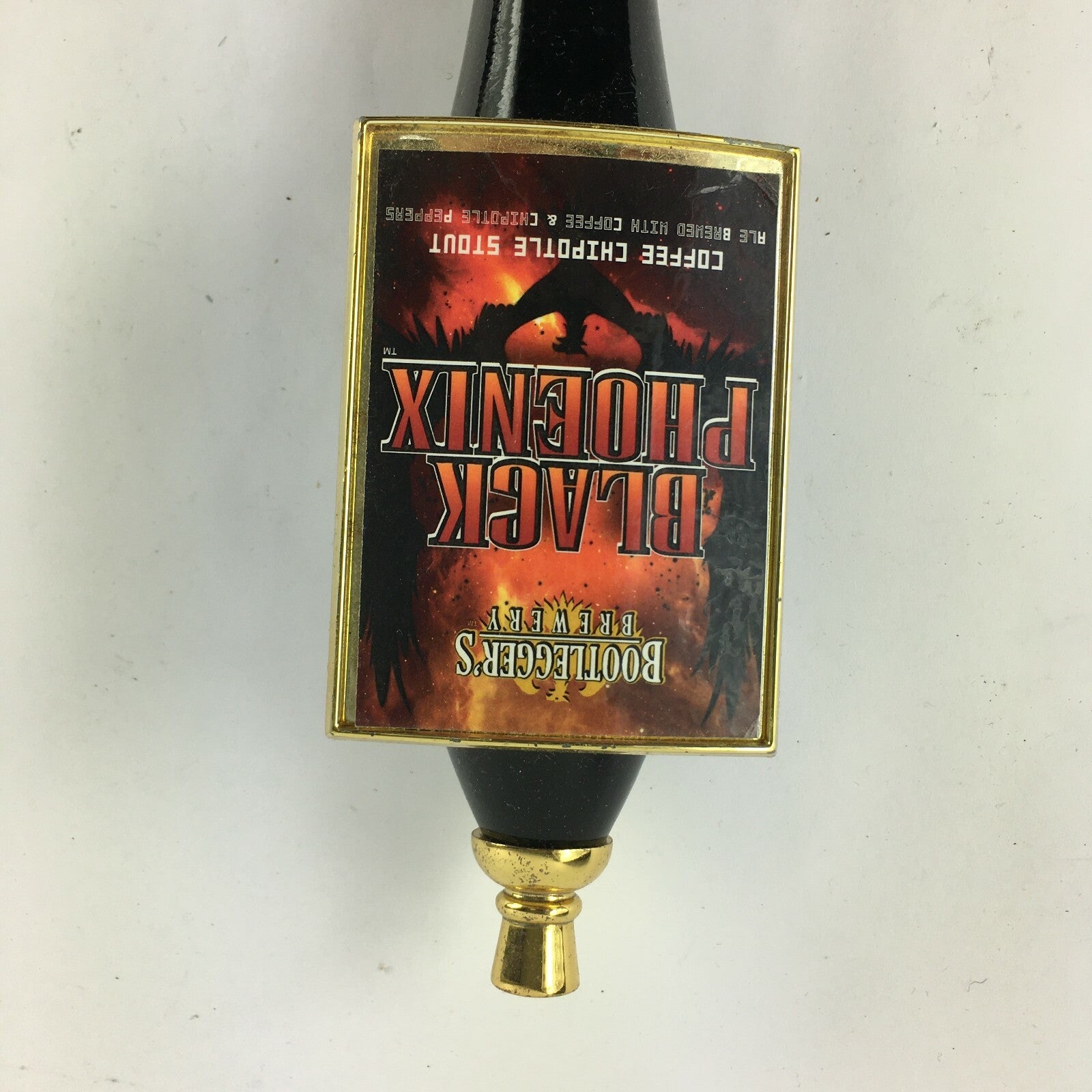 Bootlegger's Brewery Black Phoenix Coffee Chipotle Stout Tap Handle T2