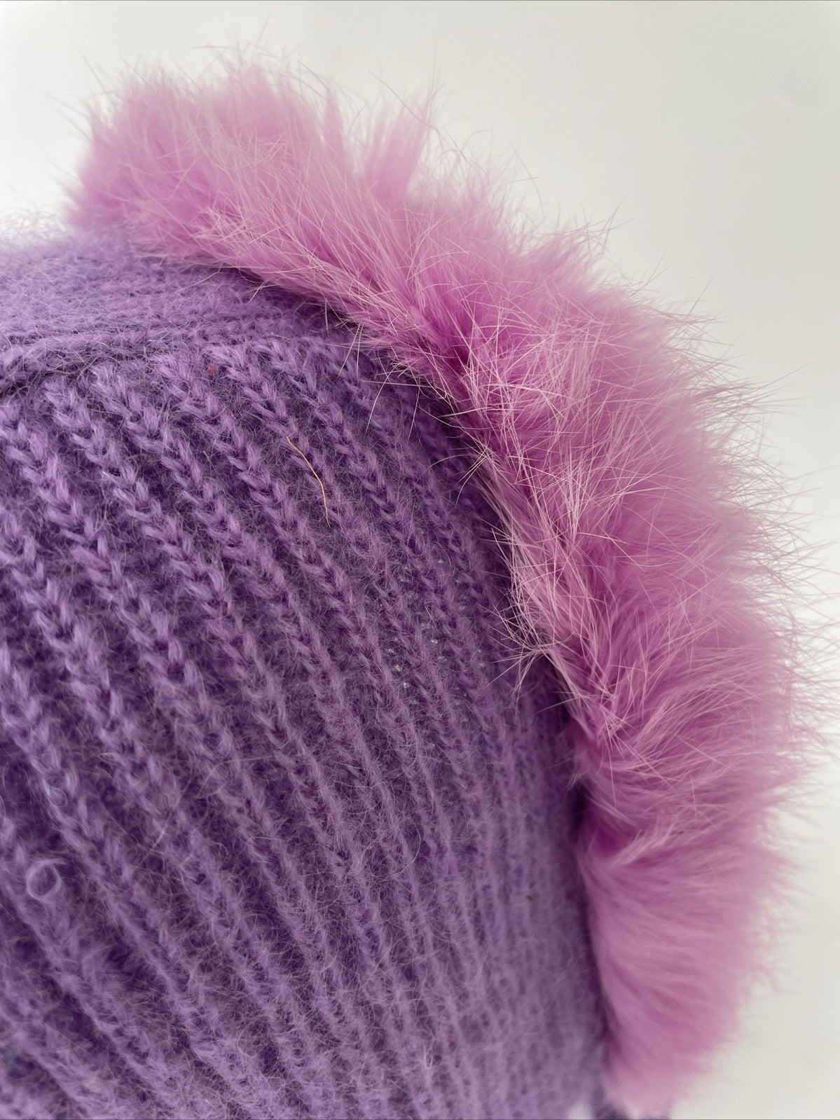 OEM Moschino Knit Mohair Balaclava Hood Hat Natural Women’s Purple Italy OSFM