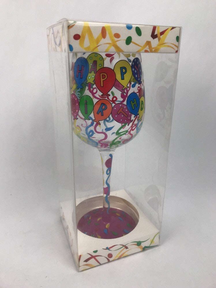 Happy Birthday To You Bottom's Up Wine Glass  Great Deal.