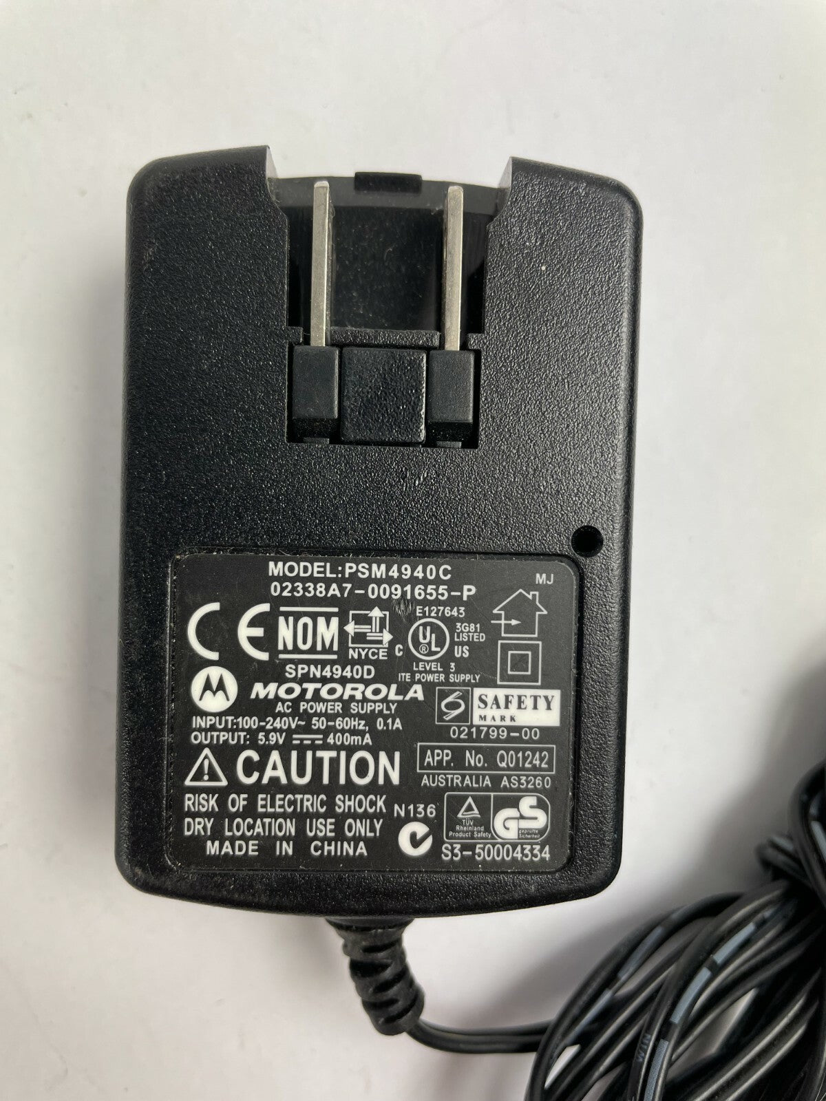 Genuine Motorola PSM4940C AC Adapter Output 5.9 V 400mA Power Supply Adapter A75