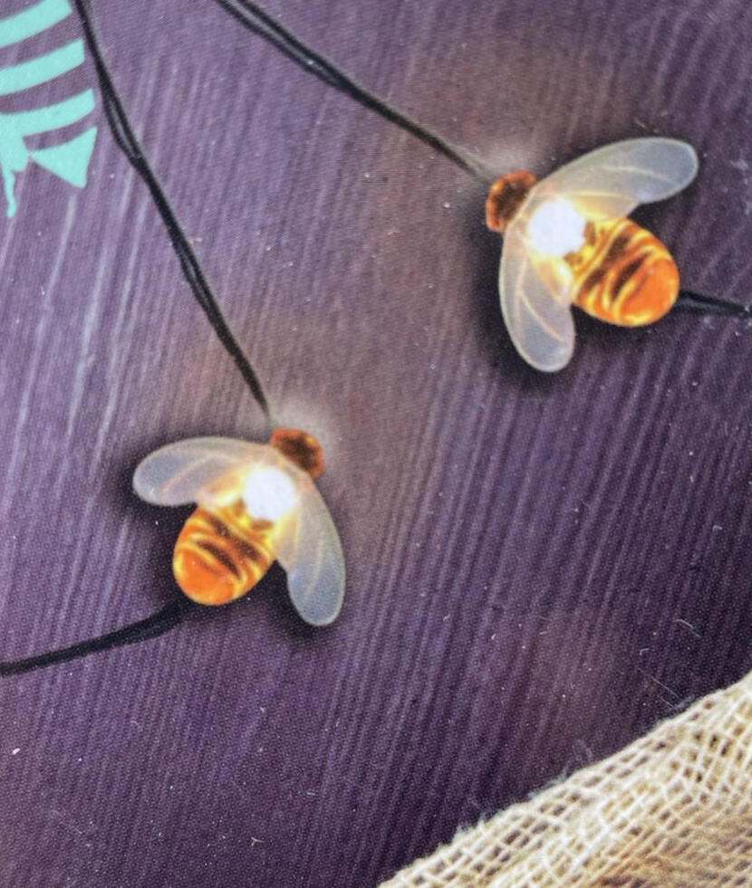 2 x 30 LED Solar Powered Bee String Lights Outdoor Yard Garden Decor Waterproof