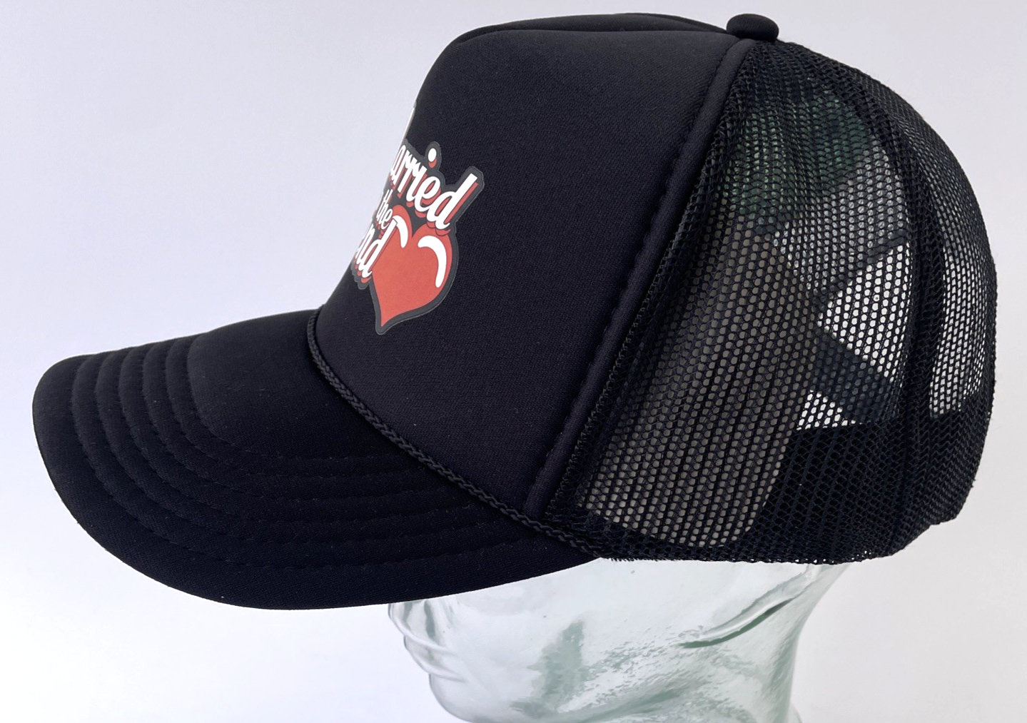 Full Send Trucker Hat Black Red OS Married To The Send Heart Foam Front Rope