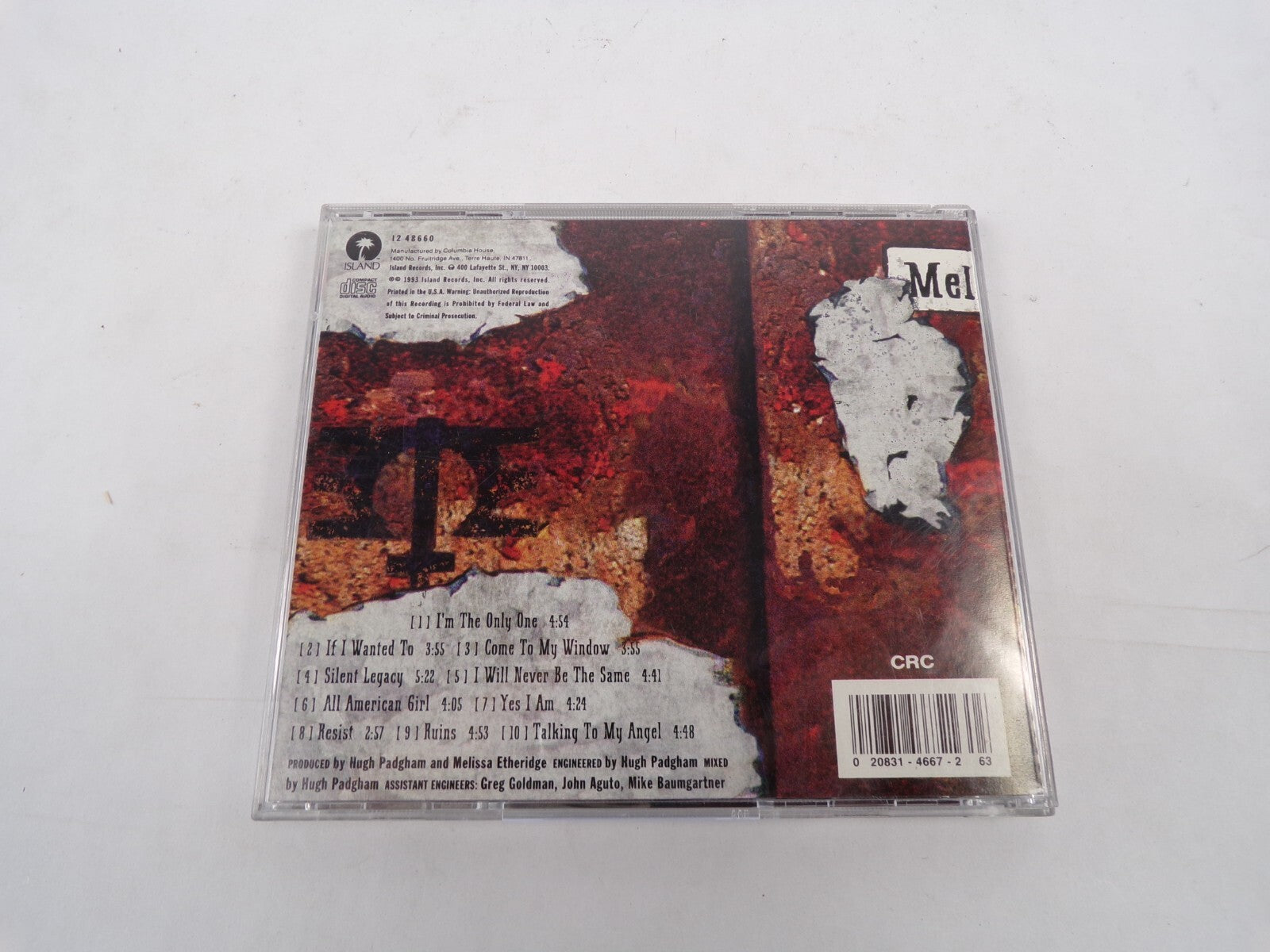 Melissa Etheridge Yes I Am I'm The Only One If I Wanted To I Come To My CD#30