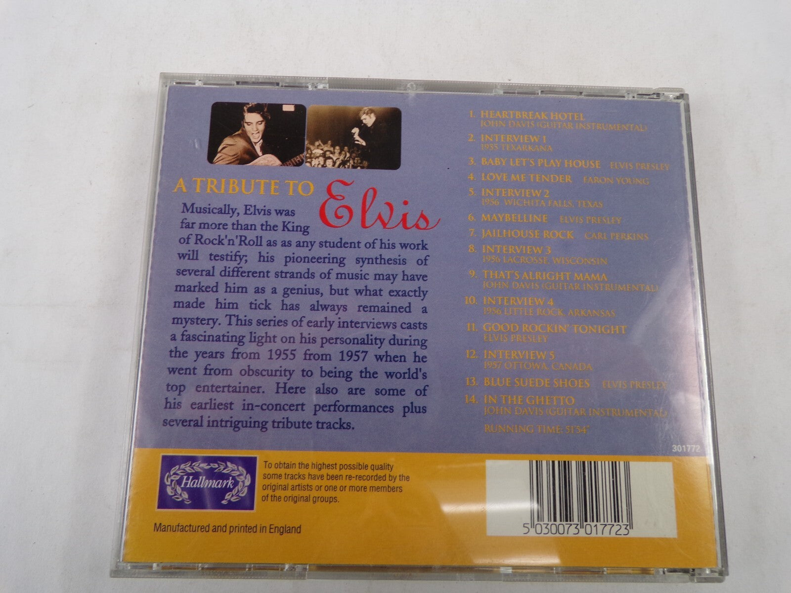 A Tribute To Elvis Presley Heartbreak Hotel Interview 1 Love Me Tender CD#56