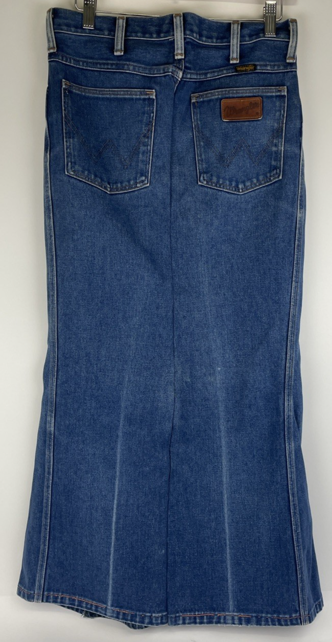 Vintage Wrangler Denim Maxi Haute Couture Long Skirt  Custom Made Fashion