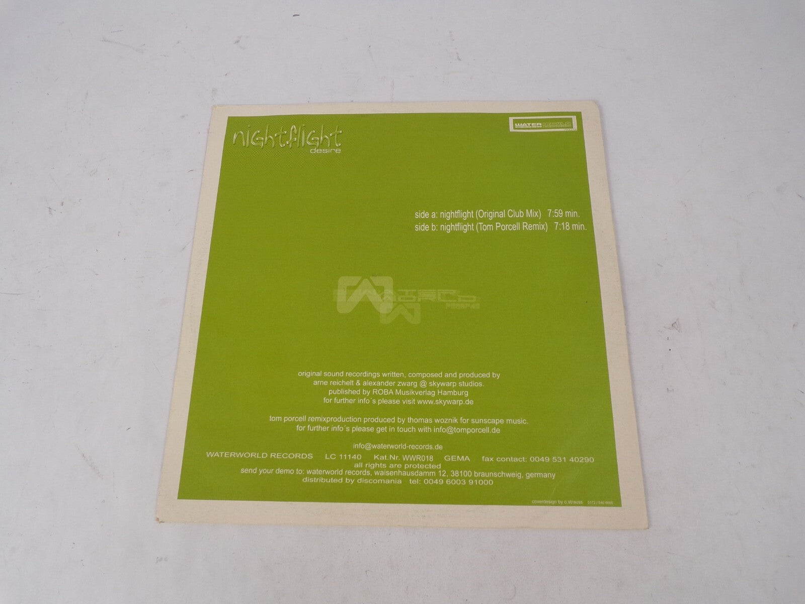 NightFlight Desire Original Club Mix Tom Porcell Remix Vinyl Record