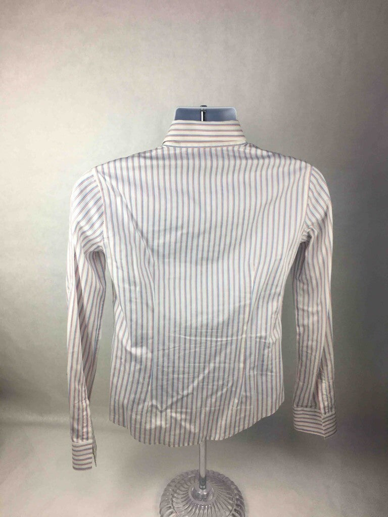 Brooksfield Mens Dress Shirt White Striped Button Down Long Sleeve Cotton 44