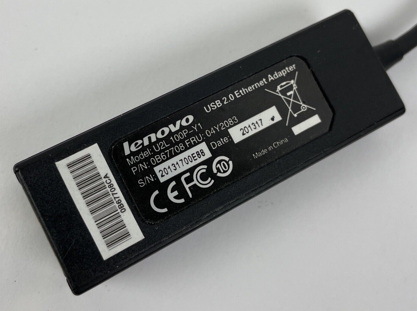 OEM Lenovo USB 2.0 Ethernet Adapter U2L 100P-Y1 - LOOK