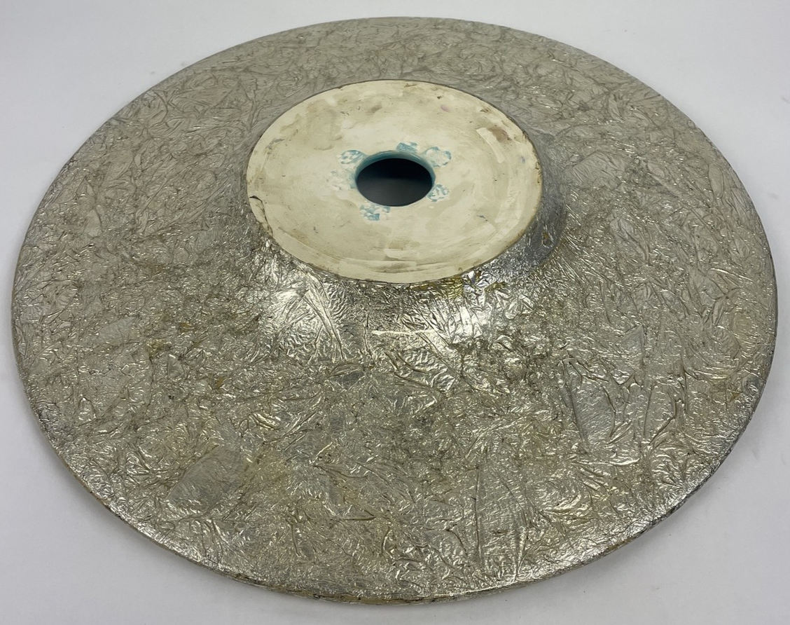 Round Designer Glass Vessel Sink Blue MetallicSilver Modern Decor Design OD 16""