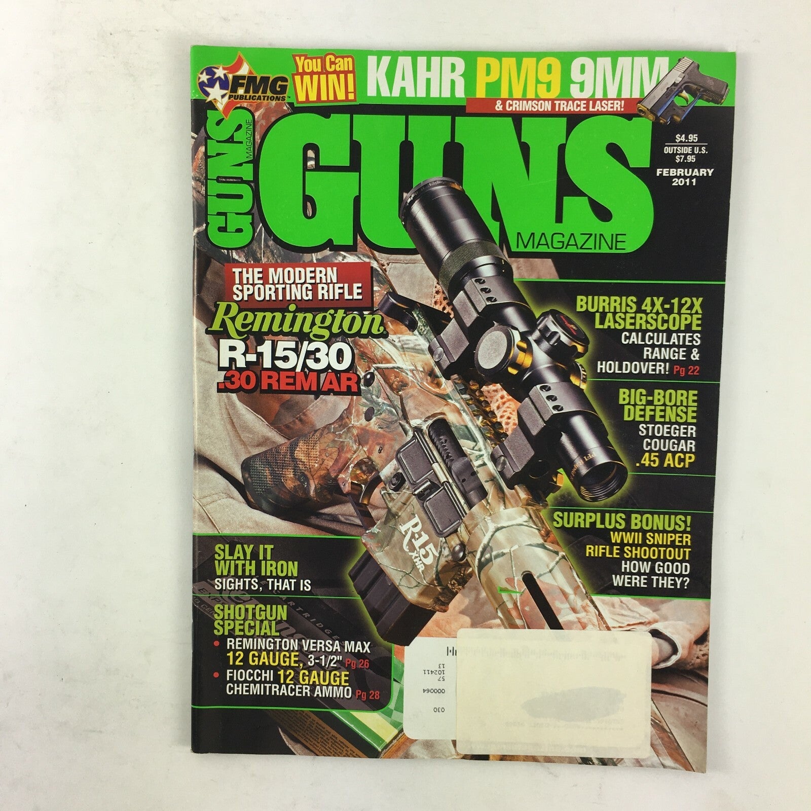 February 2011 Guns Magazine Remington R-15/30 .30 Remar 4X-12X .45 ACP
