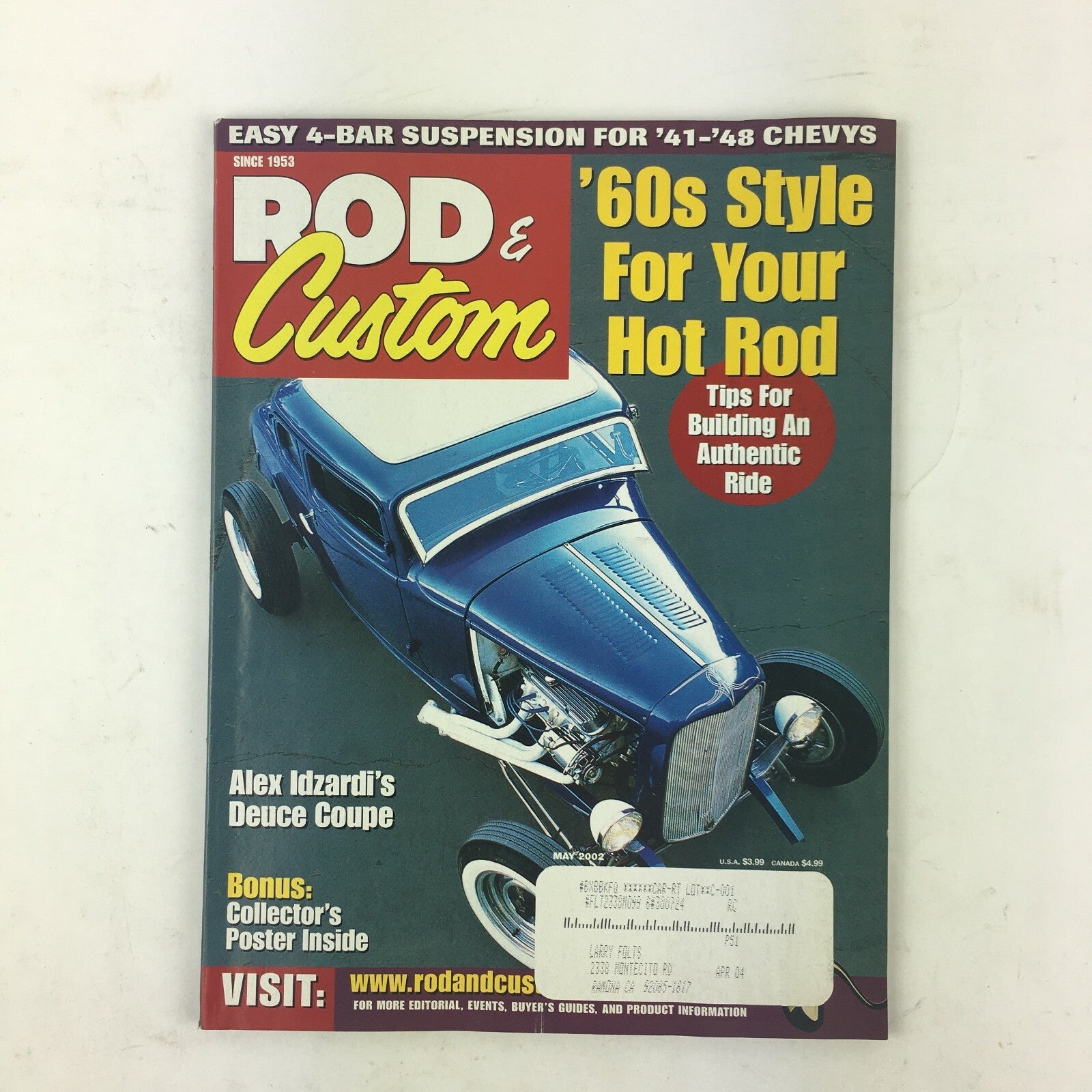 May 2002 Rod & Custom Magazine 60's Style For Your Hot Road Alex Idzardi's
