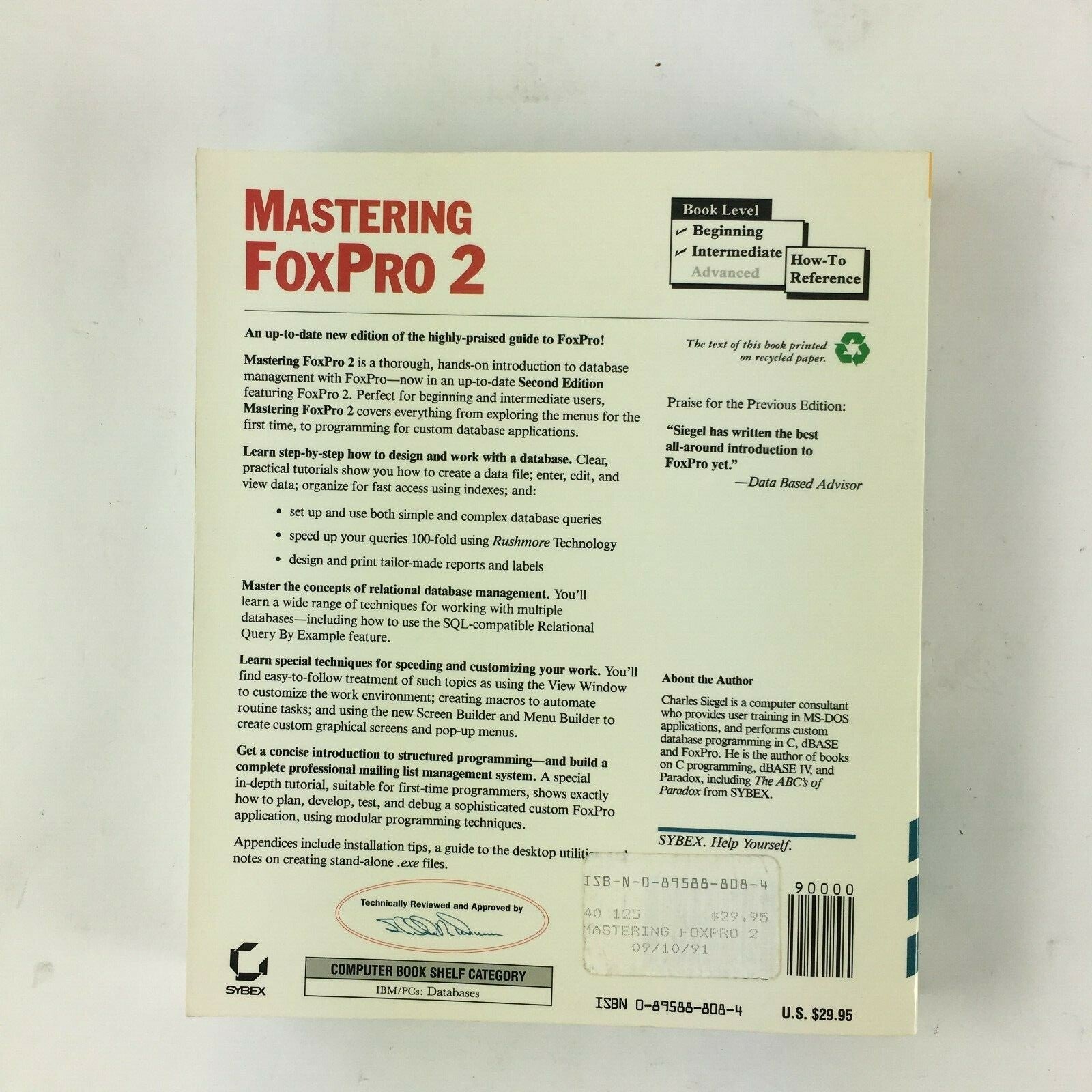 Mastering FoxPro 2 Second Edition Charles Siegel Develop Your Own Applications