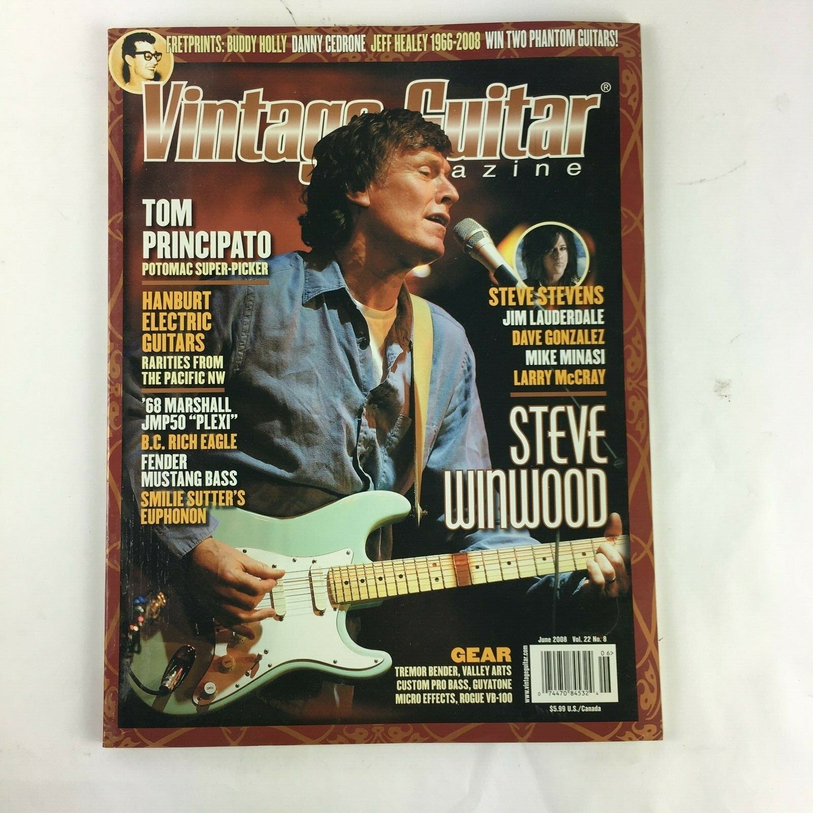 June 2008 Vintage Guitar Magazine Steve Winwood Tom Principato Dave Gonzalez