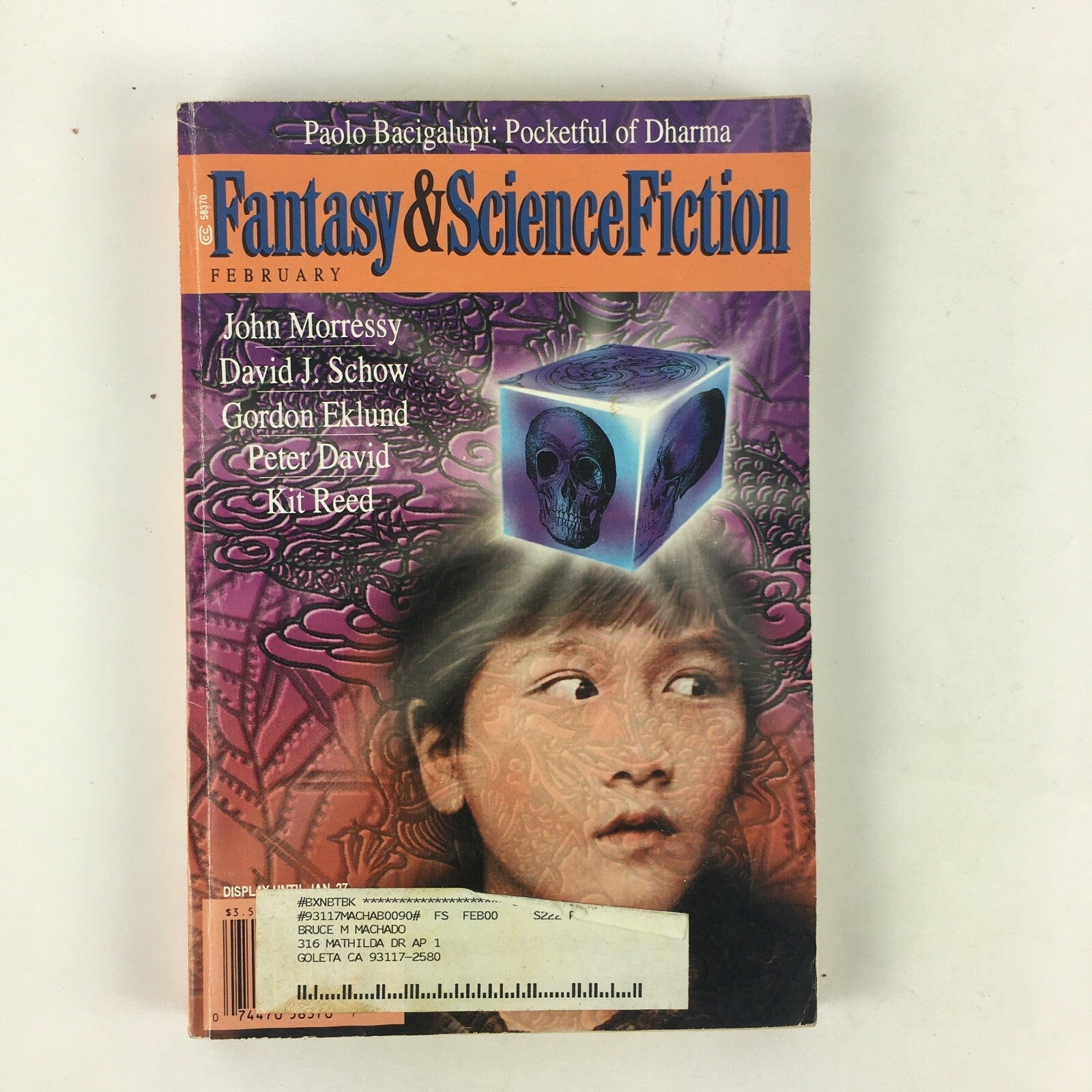 Feb Fantasy & Science Fiction John Morressy David J.Schow Gordon Eklund Kit Reed