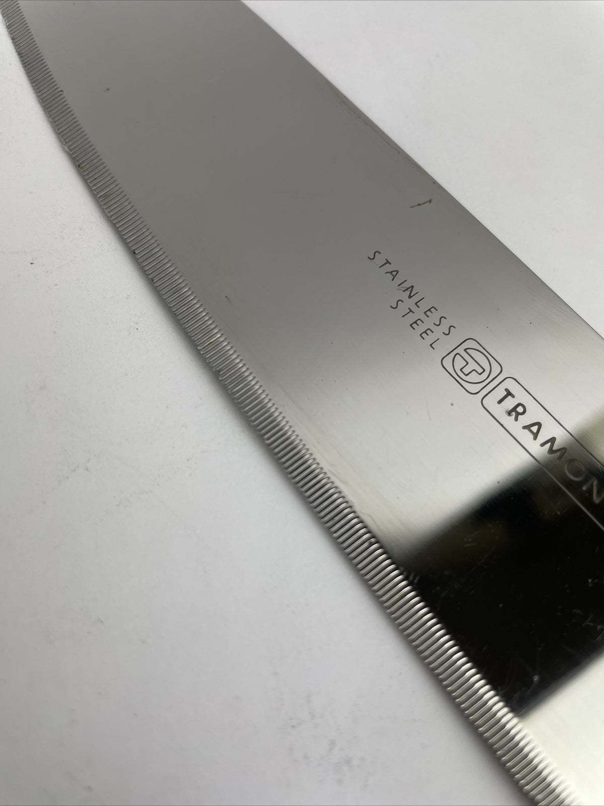 Vintage Tramontina 8" Blade Chef KNIFE Serrated Stainless Brazil Wood Handle FT