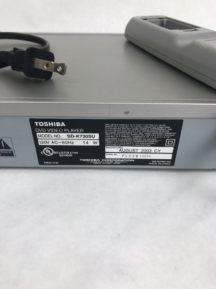 TOSHIBA SD-K730 DVD Player  REMOTE INC. PL23X05619