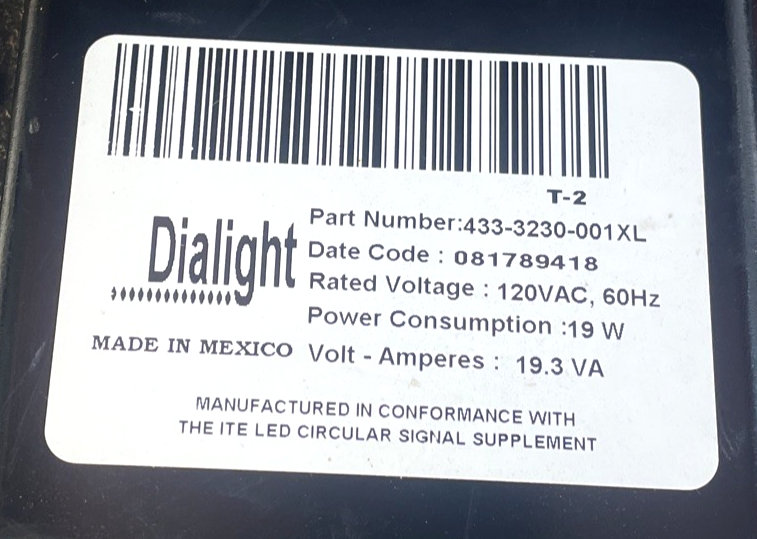 DIALIGHT 433-3230-001 XL 120VAC 60Hz 19W Yellow Color 12" Traffic Light TESTED