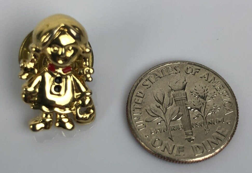 Pig Tail Purse Girl Lapel Pin Tie Tack Heart Dress Daughter Love Extremely RARE