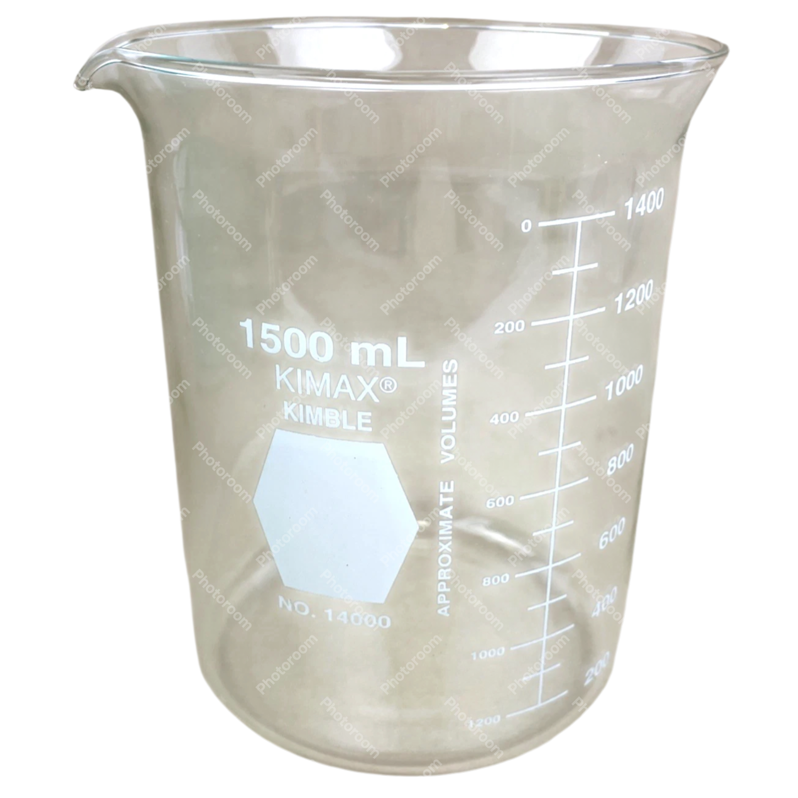 Kimble Kimax Glass 1500 mL 1.5 L Low Graduated Griffin Beaker  Spout No. 14000