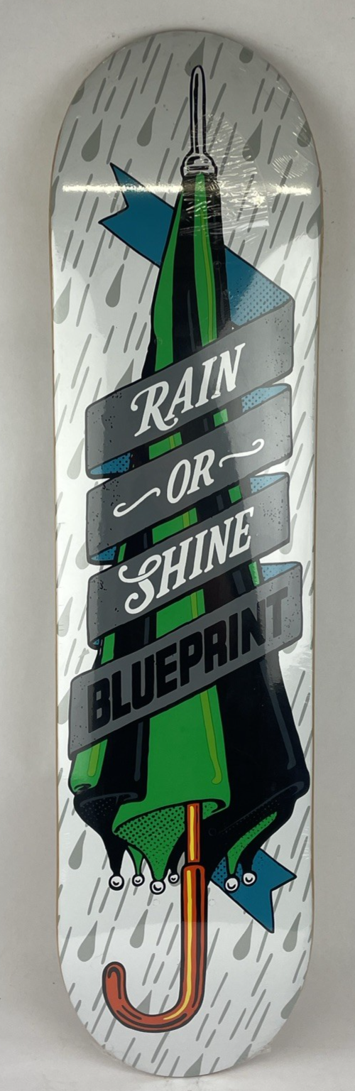 Blueprint Skateboards White Rain or Shine Umbrella Skateboard Deck 7.6" x 31"
