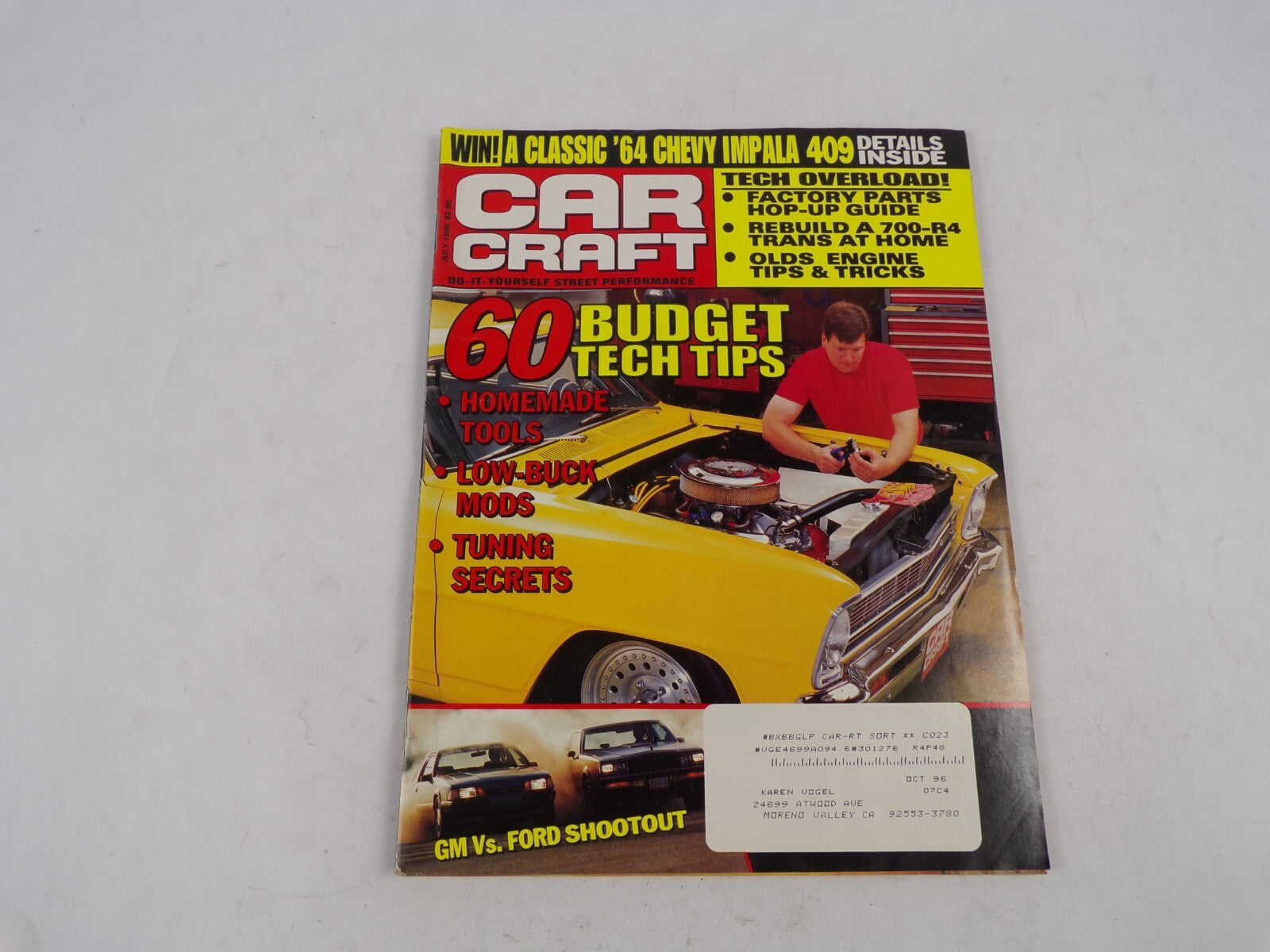 July 1995 Car Craft 60 Budget Tech Tips Win! A Classic '64 Chevy Impala 409 Deta