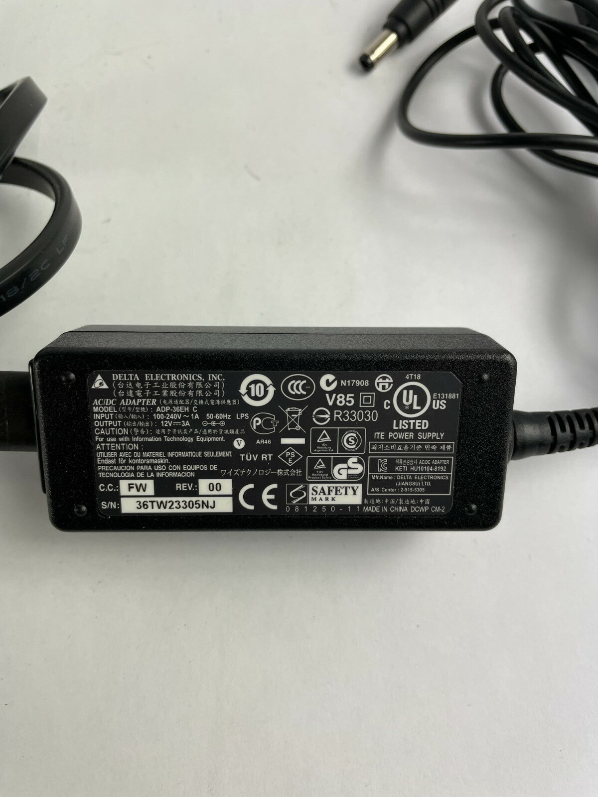Genuine Delta AC/DC Adapter ADP-36EH C Output 12 V 3 A Power Supply Adapter A85