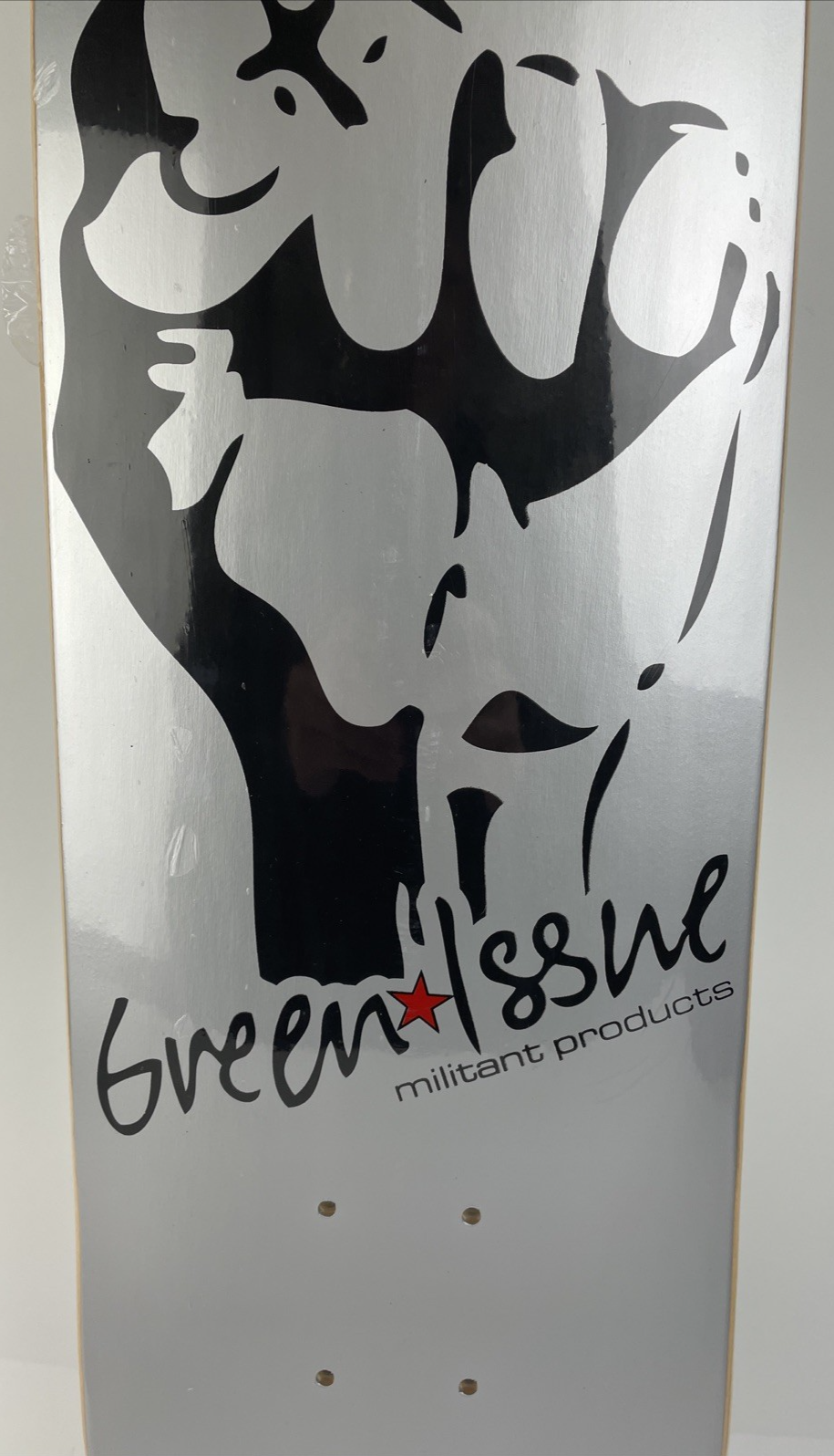 GREEN ISSUE Skateboards Black Fist Militant Products Skateboard Deck 7.75" Rare
