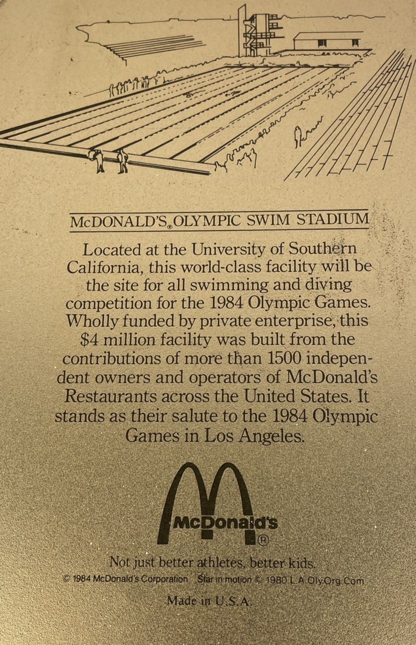 OLYMPIC Games Tin Tray XXIII Olympiad Los Angeles 1984 Plate McDonald Race Relay