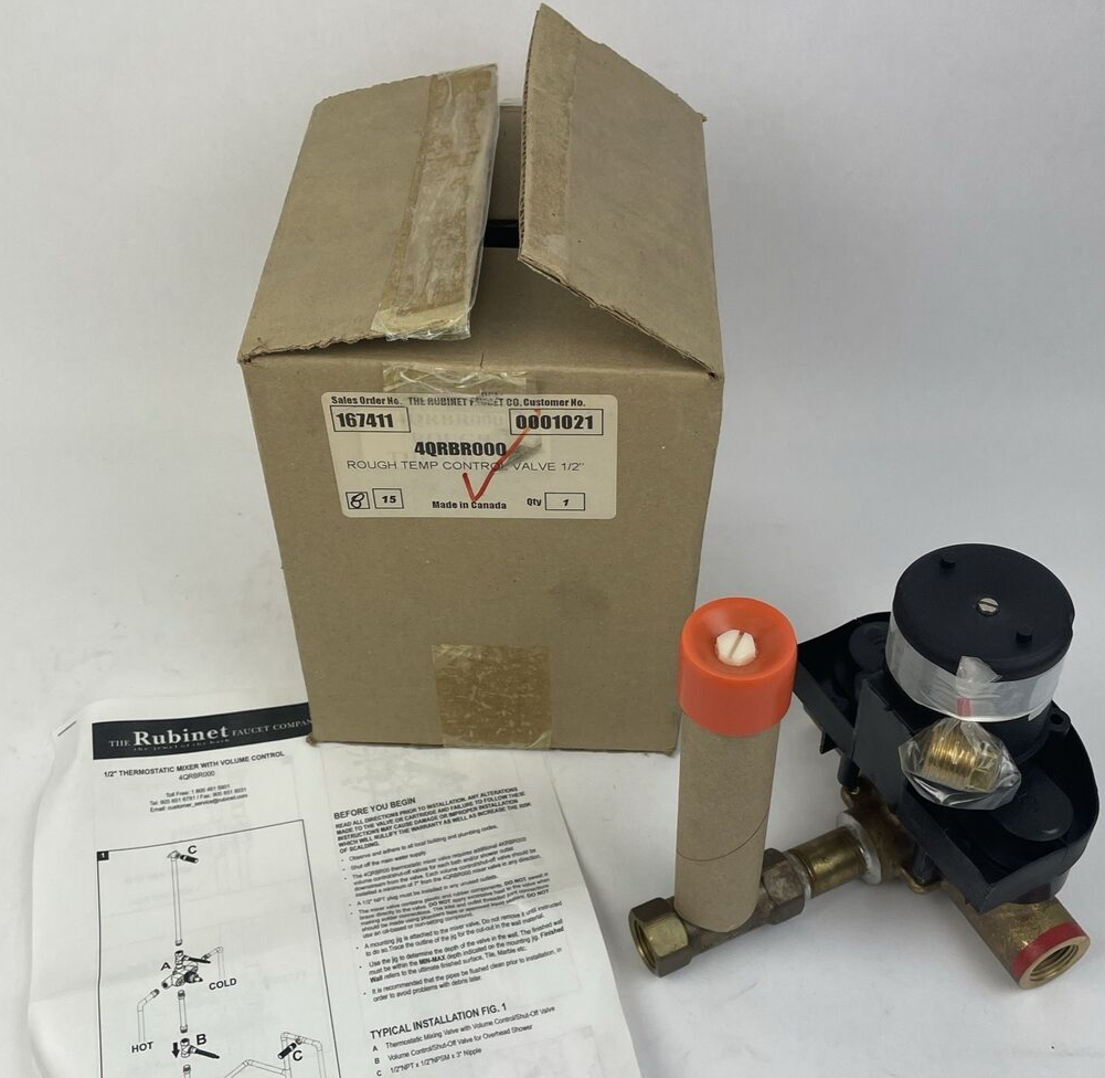 RUBINET Faucet Co.  Rough Temp Control Valve 1/2" Thermostatic Mixer w Vol. Cont