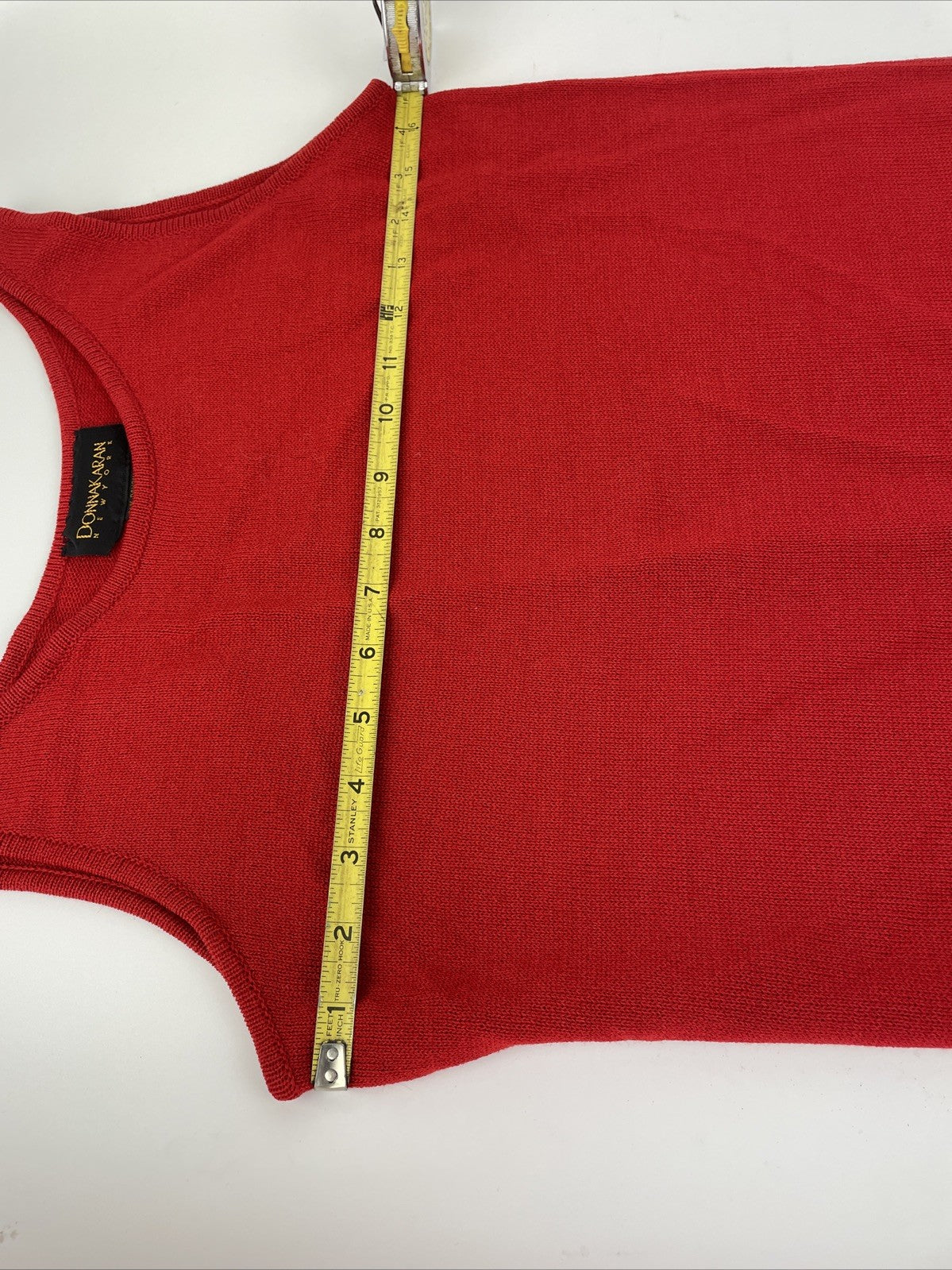 DONNA KARAN Knit Dress Solid Red Sleeveless Women's Size S Classic Style VGC