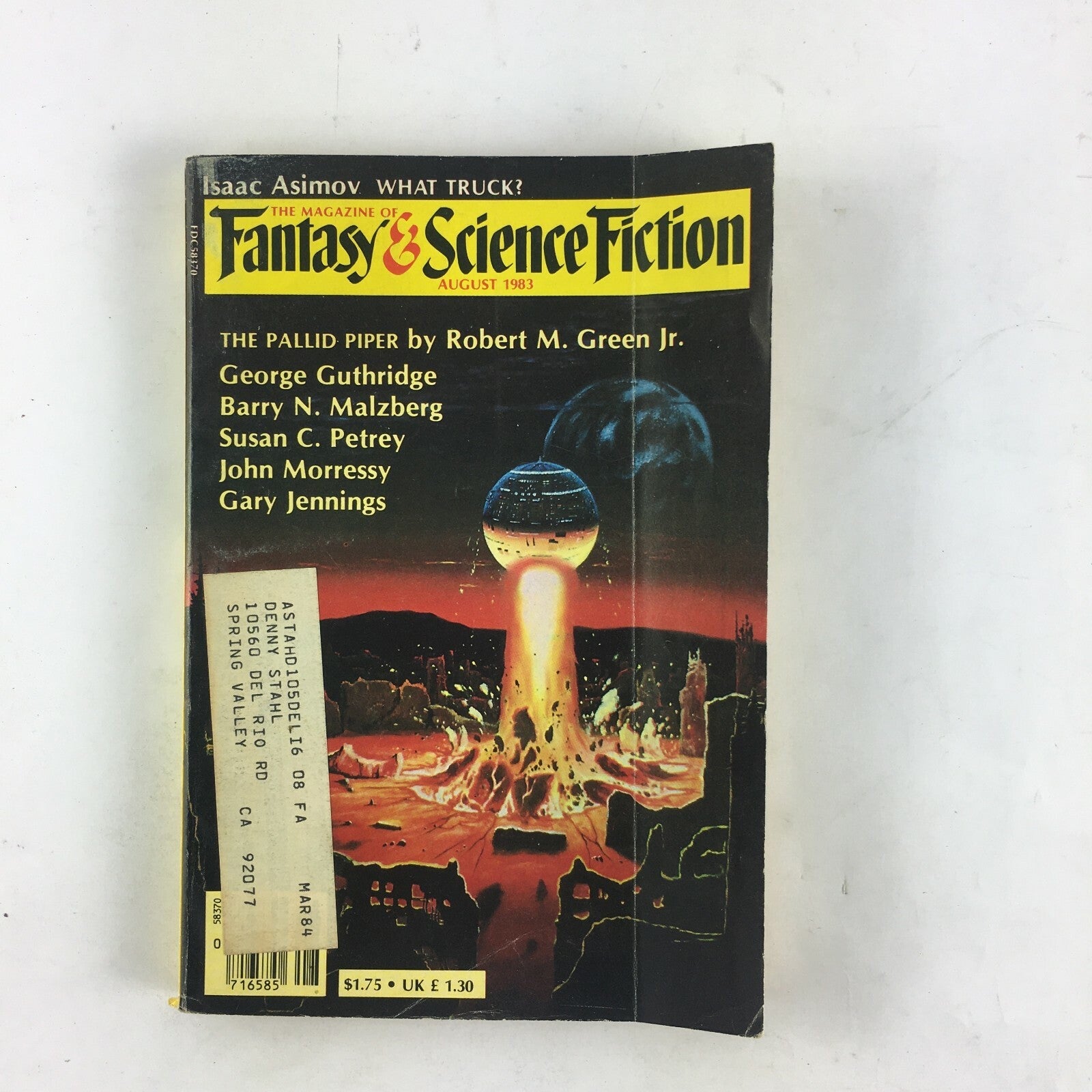 August Fantasy&Science Fiction Magazine GeorgeGuthridge Susan C.Petrey Robert M.