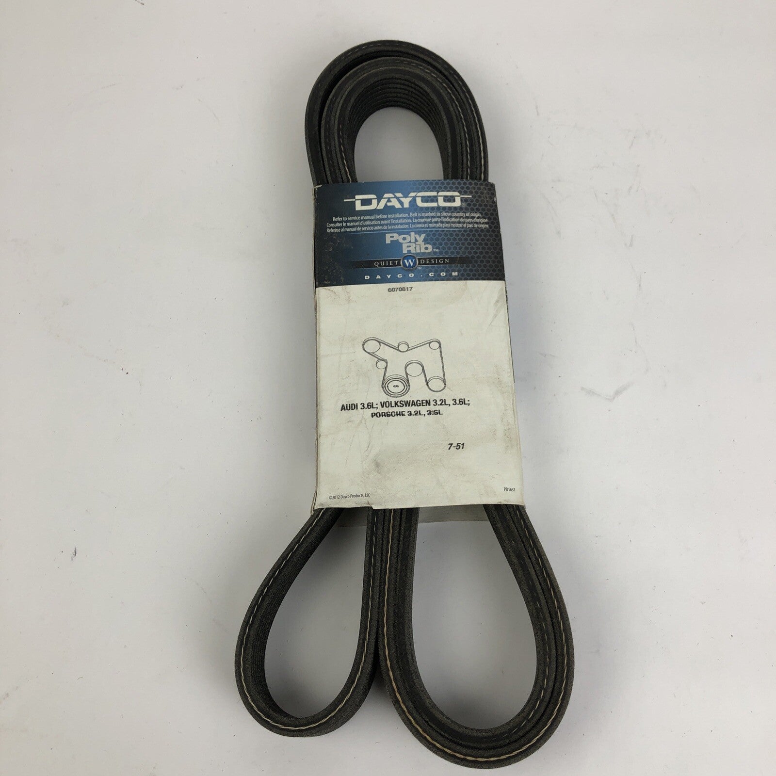 Dayco 6070817 serpentine belt 7PK2074 poly rib belt