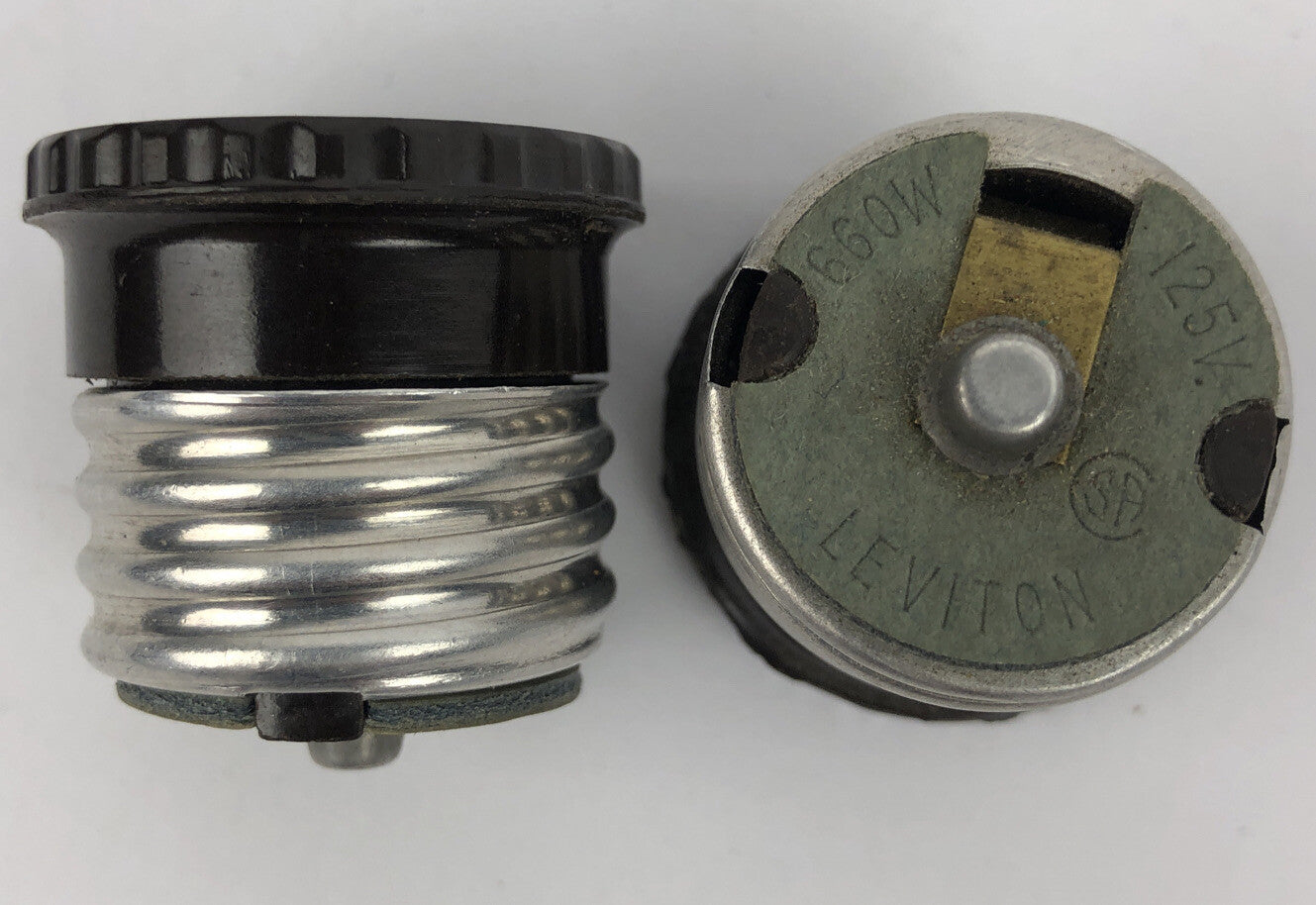 2 x Outlet to Medium Base Light Socket Adapter Brown 125V 660W LEVITON  LOOK 