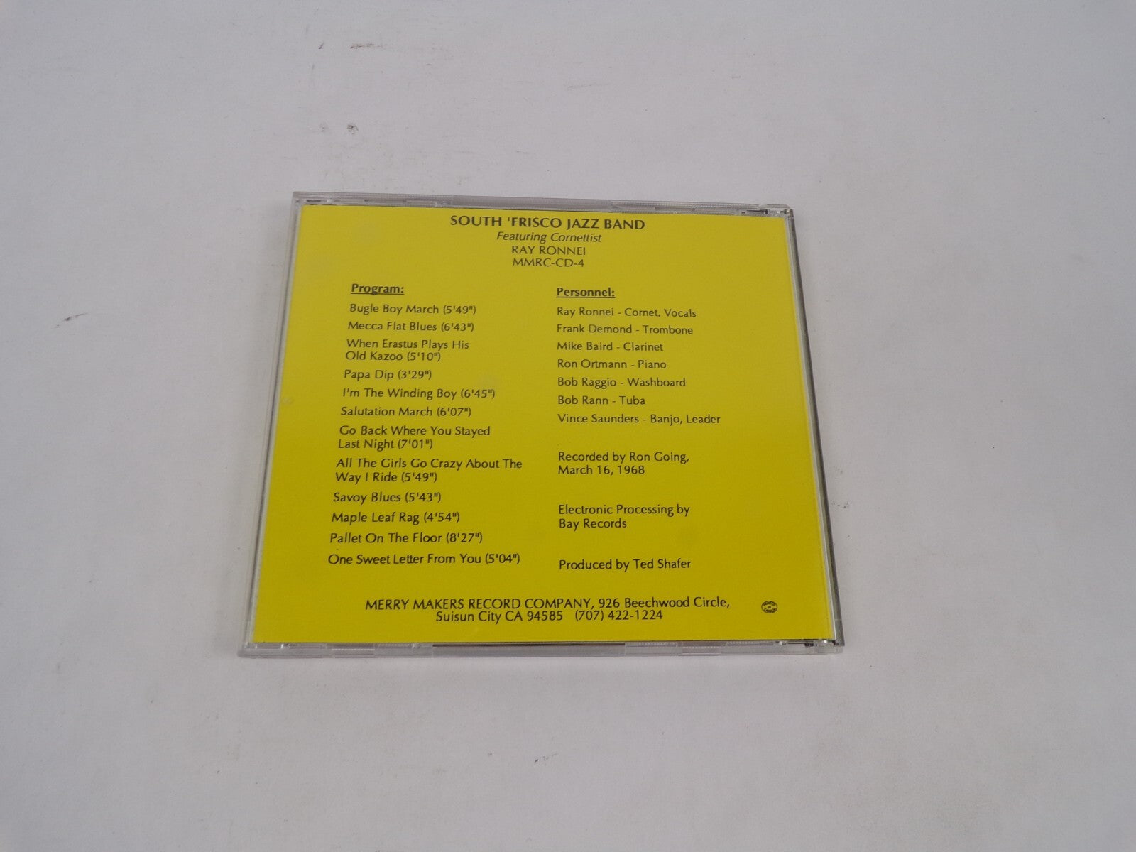 South Frisco Jazz Band Featuring Conettist Ray Ronnei Bugle Boy March CD#68