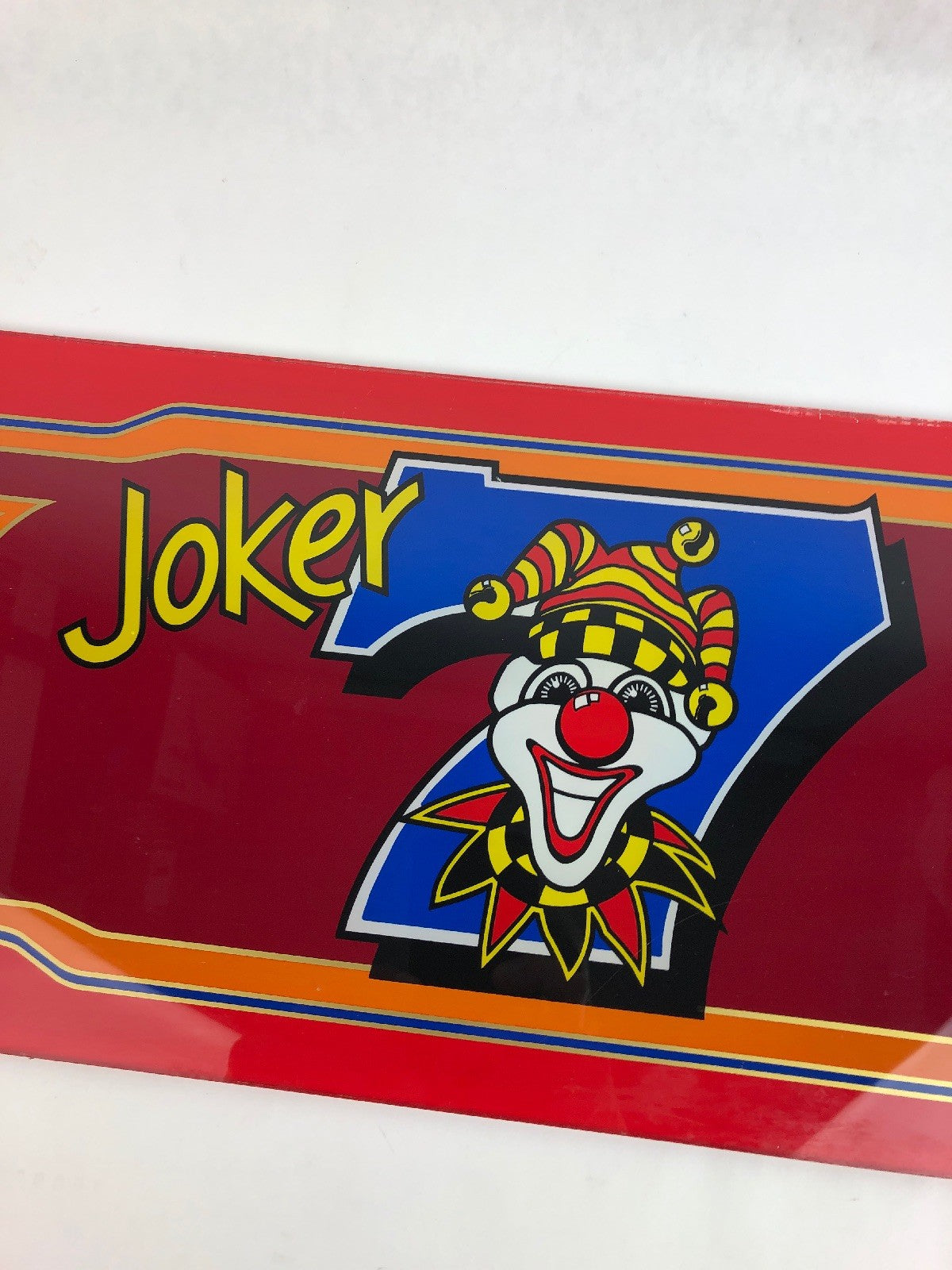 Vintage JOKER SEVEN Casino Painted Glass Slot Machine Insert Vegas Man Cave