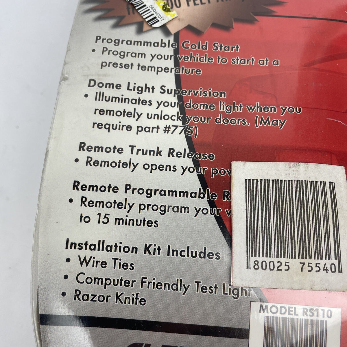 Alert Remote Vehicle Starter System model RS110 - NOS Sealed - Easy To Install