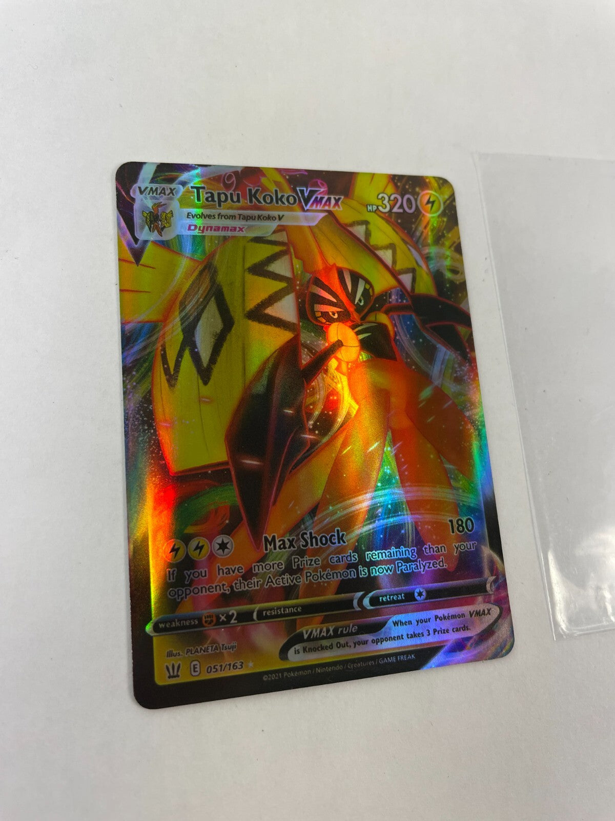 Pokemon Tapu Koko Vmax HP 320 Max Shock 180 051/163