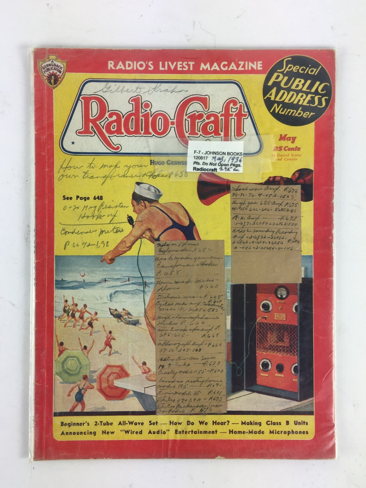 May 1936 Radio Craft Hugo Gernsback Magazine Home Made Microphone Wired Audio